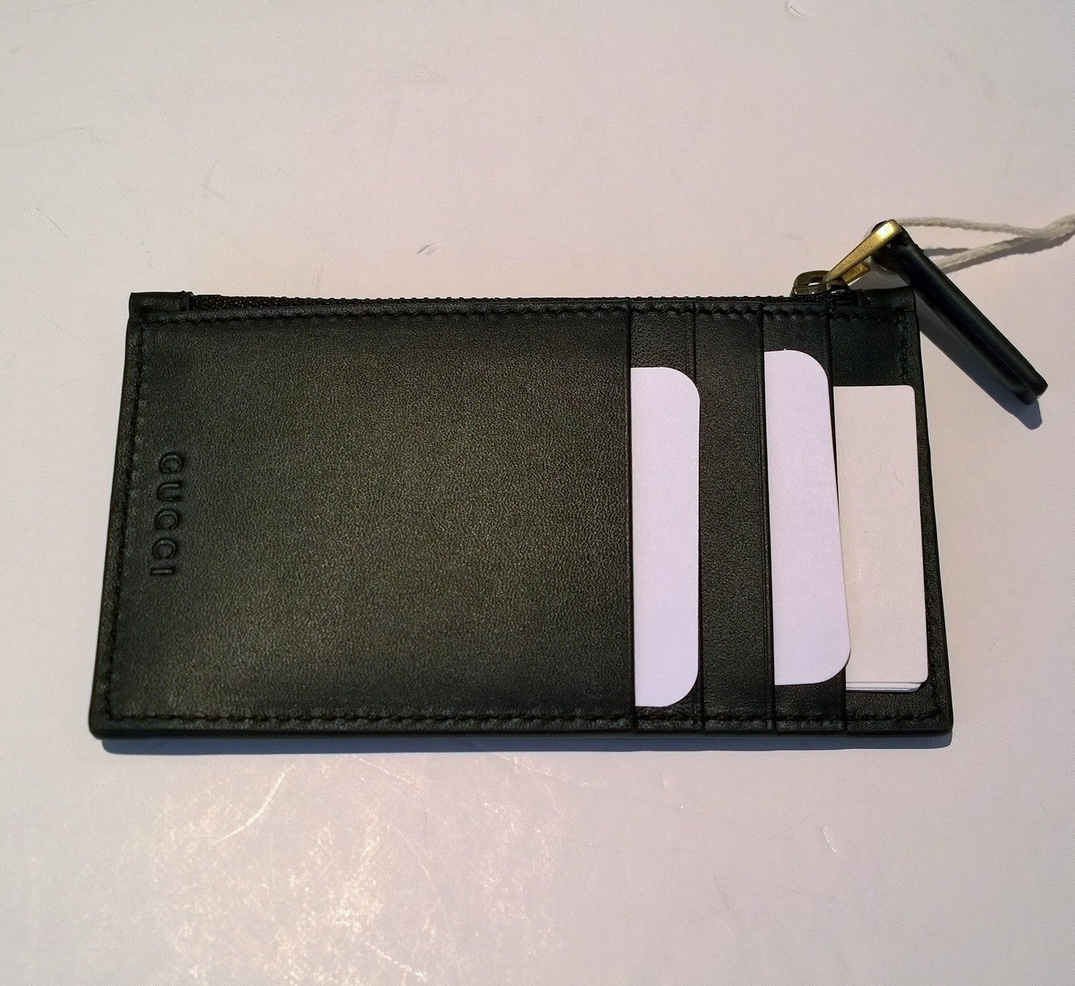 Gucci Amour Black Leather Zipper Card Holder Wallet - Perfect for Everyday Use, Travel & Gift Giving