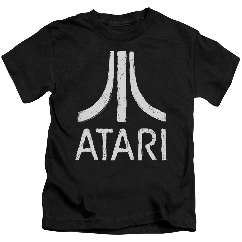 Vintage Atari Boys T-Shirt - Distressed White Logo Black Cotton Tee for Gaming Enthusiasts | Perfect for Retro Gaming Events & Casual Wear