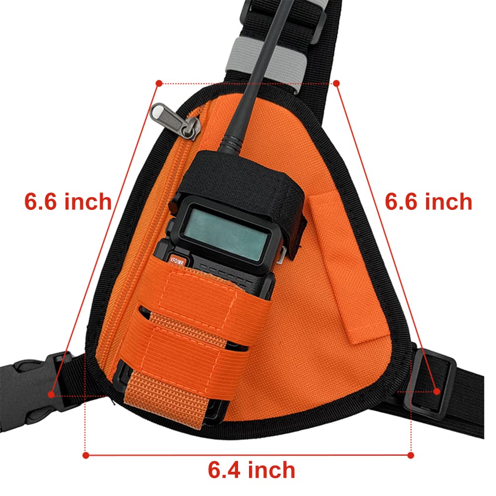 LSENG Adjustable Chest Harness Radio Holster for Motorola & BAOFENG Walkie Talkies - Durable Orange Tactical Gear for Outdoor Adventures, Hiking, Construction & Security Work