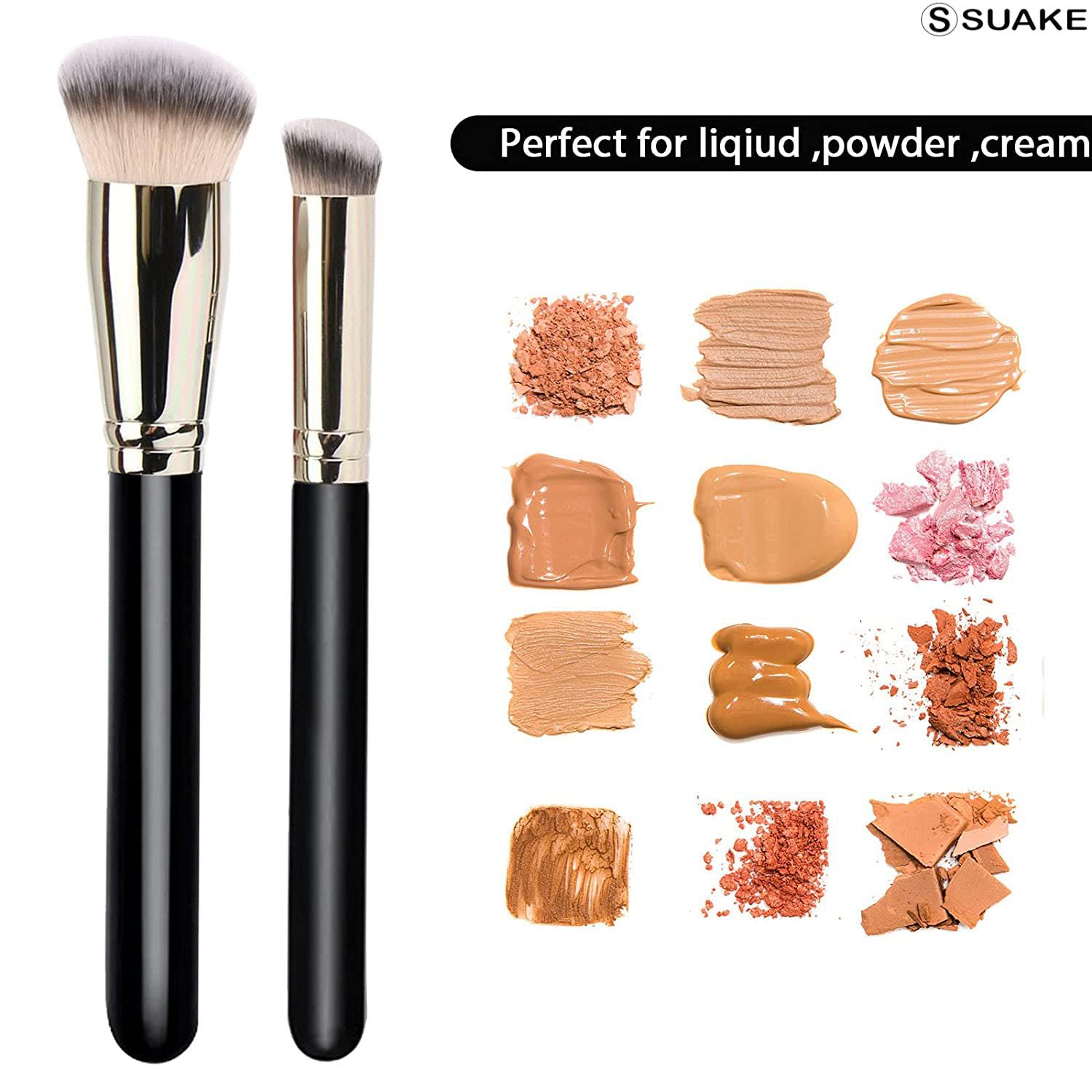 Suake 10-Piece Professional Makeup Brush Set - Premium Synthetic Bristles, Ultra Soft Powder Brush, Foundation Brush & Eyeshadow Brush for Flawless Face & Eye Makeup (Black & Silver) - Perfect for Daily Makeup, Bridal Looks & Professional Makeup Artists