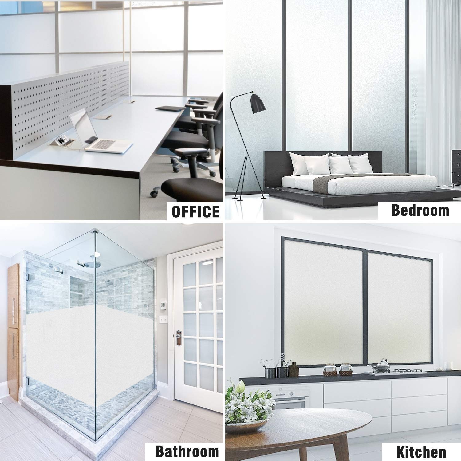 SW MEGICOLIM Privacy Matte White Window Film - Frosted Adhesive Window Tint for Home, Office & Bathroom (35.4