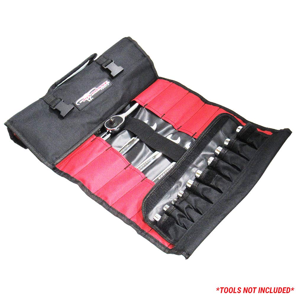 Pit Posse PP2740L 33-Pocket Heavy Duty Tool Roll Organizer - Wrench & Socket Organizer Pouch with 10 Socket Pouches - Durable Roll Up Tool Bag for Electricians, HVAC Techs, Plumbers, Carpenters & Mechanics | Perfect for Workshop, Garage & On-the-Go Repairs