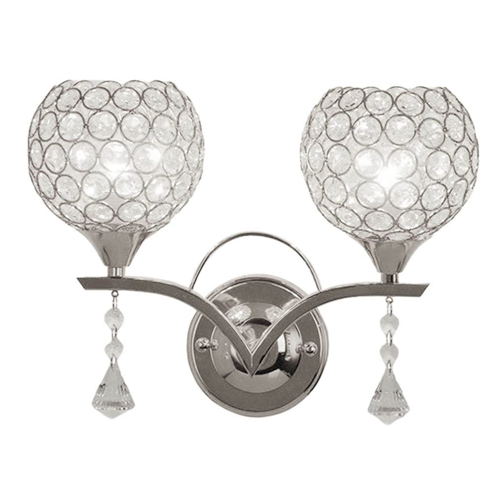 Gazechimp Modern Crystal Wall Sconce - 2-Light E27 Socket Silver Fixture for Bedroom, Living Room & Hallway | Elegant Lighting for Home Decor, Romantic Ambience & Interior Design