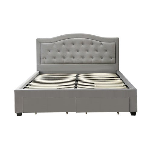 Emily Queen Upholstered Storage Bed with Drawers - Grey Velvet Fabric Platform Bed Frame | Perfect for Small Bedrooms, Guest Rooms & Space-Saving Solutions