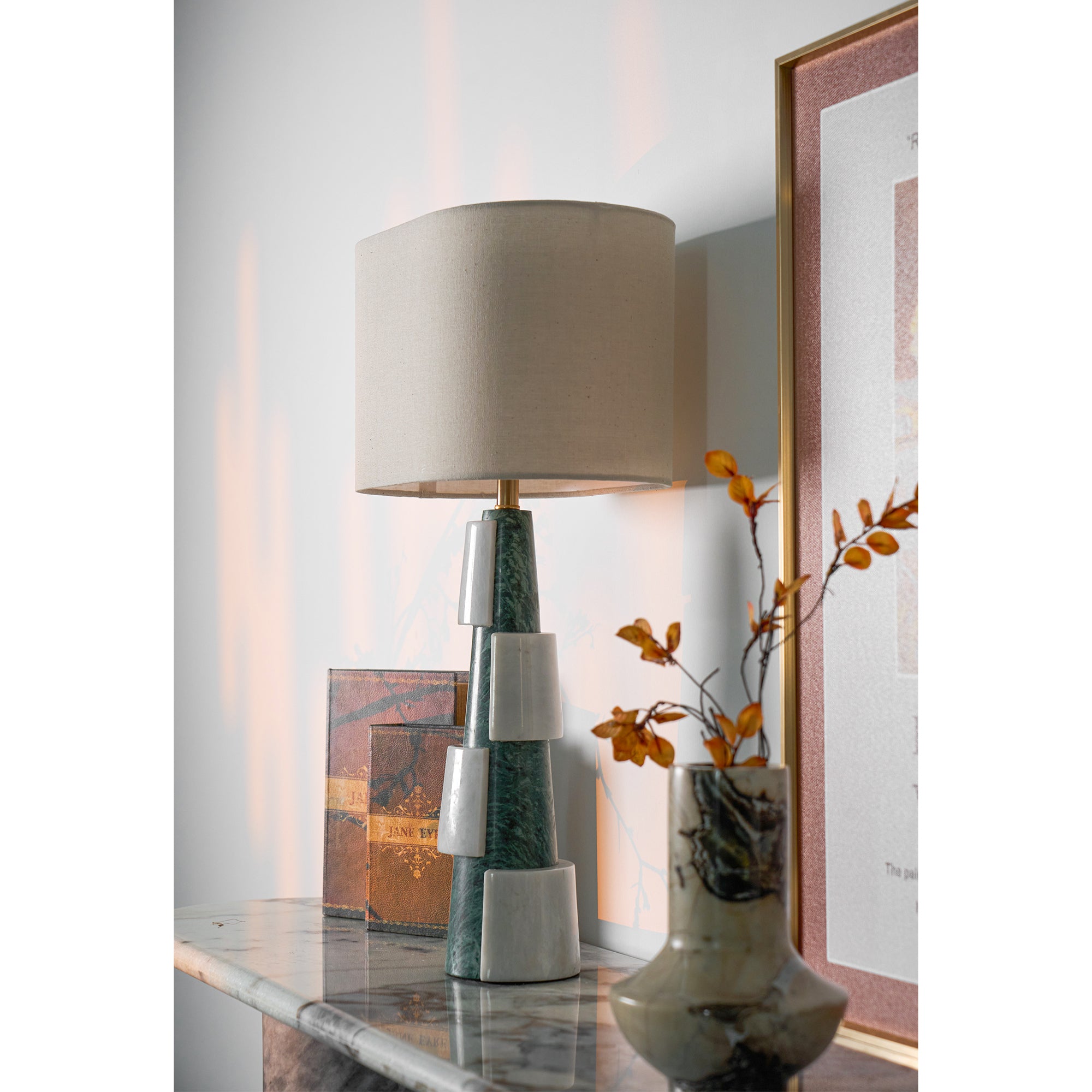 Duomo Marble Table Lamp - Elegant Italian Design for Bedroom, Living Room & Office Decor - Perfect Nightstand, Desk or Accent Lighting