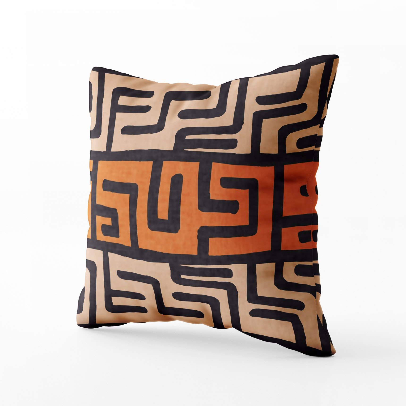 EMMTEEY 20x20 Inch Abstract Geometric Chevron Throw Pillow Covers - Double Sided Printing with Boho Ethnic Patterns, African Mudcloth Inspired Design for Living Room, Bedroom & Sofa Decor