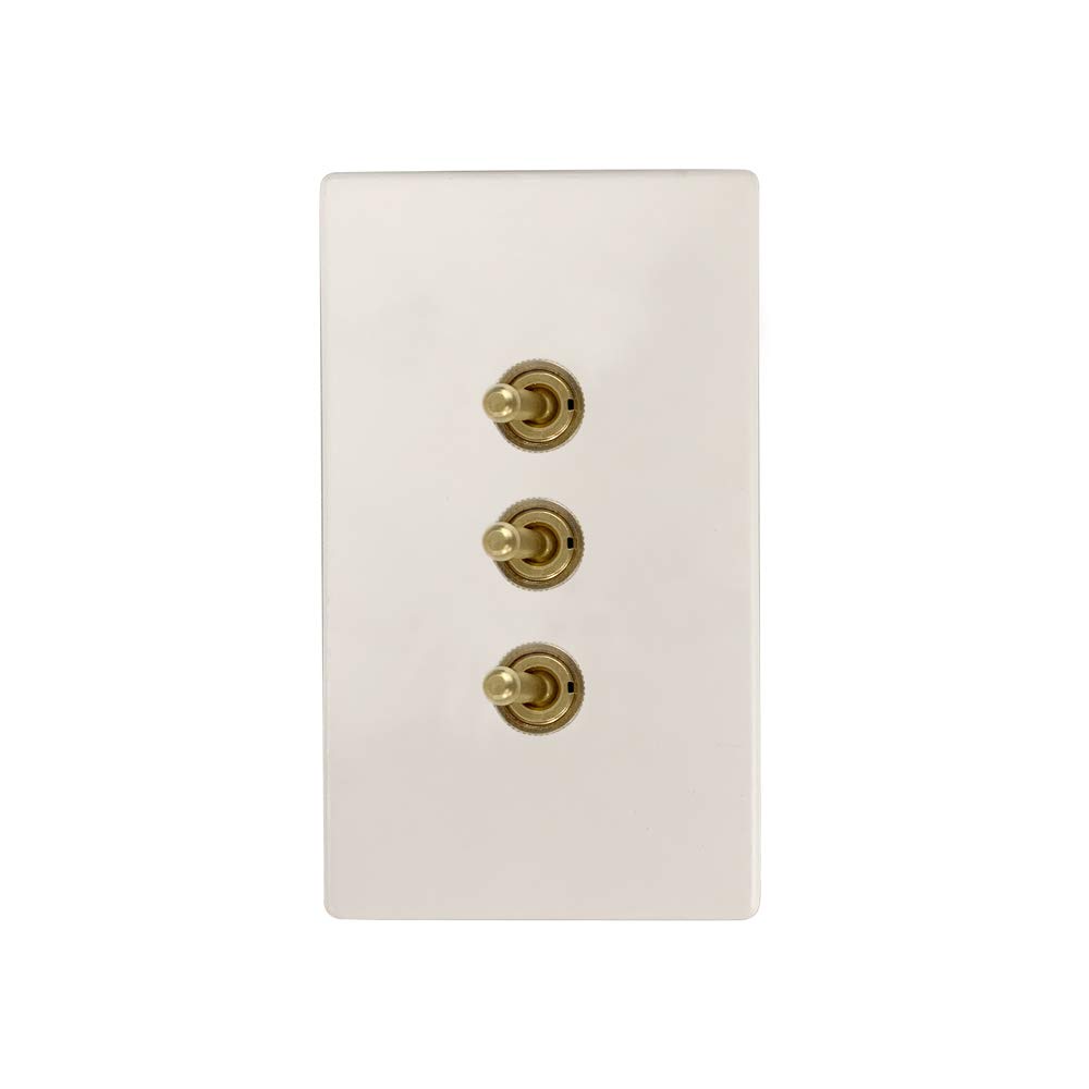 Vintage Light Switch ON-Off Set - 15A 250V AC 2Pin Toggle Switch with White Plate (003) - Perfect for Retro Home Decor, Bedroom, Living Room & Office Lighting Control