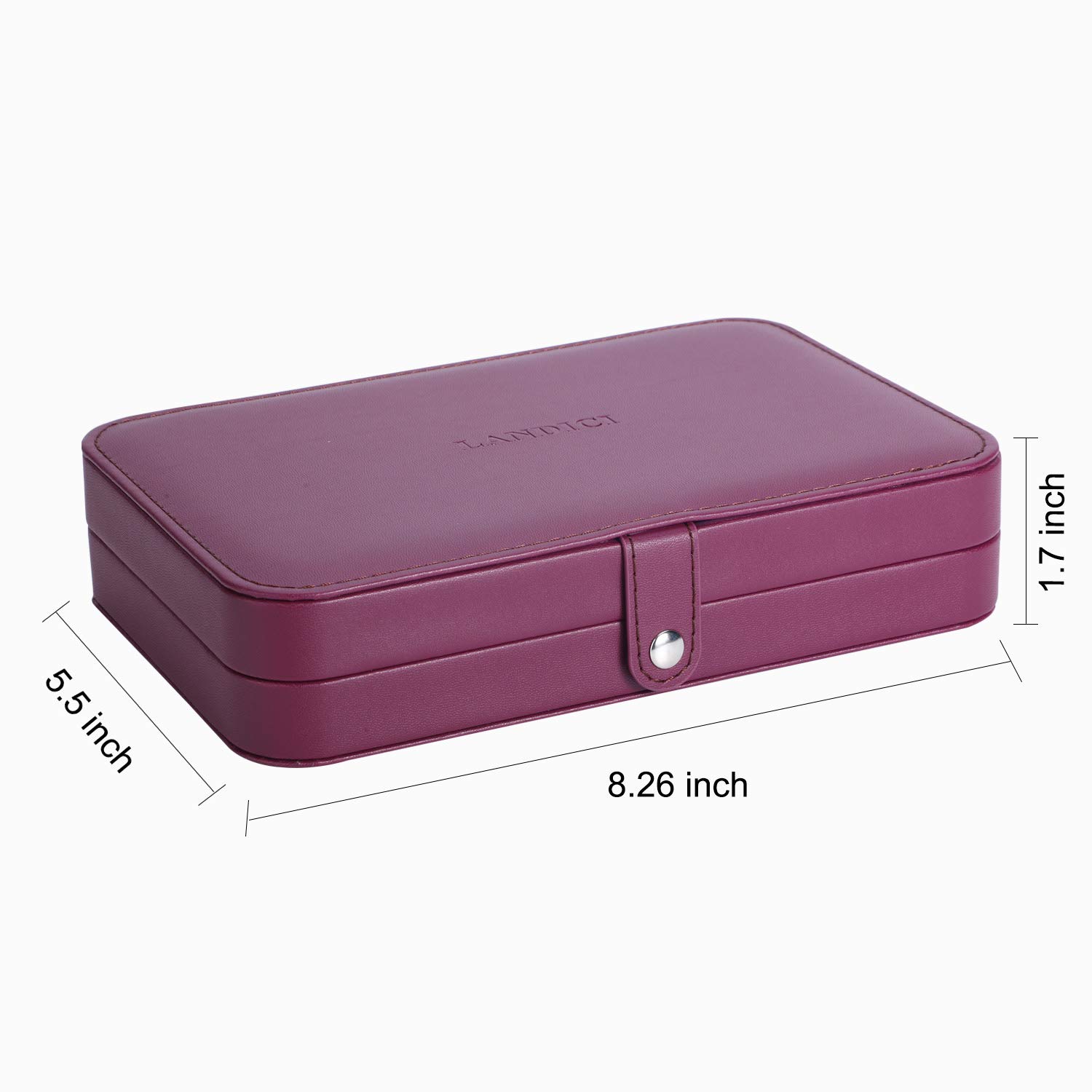 LANDICI Small Jewelry Box for Women - PU Leather Travel Jewelry Organizer with Storage Compartments for Rings, Earrings, Necklaces & Bracelets | Portable Jewelry Case | Perfect Gift Box for Her (Purple) | Ideal for Travel, Home Storage & Gift Giving