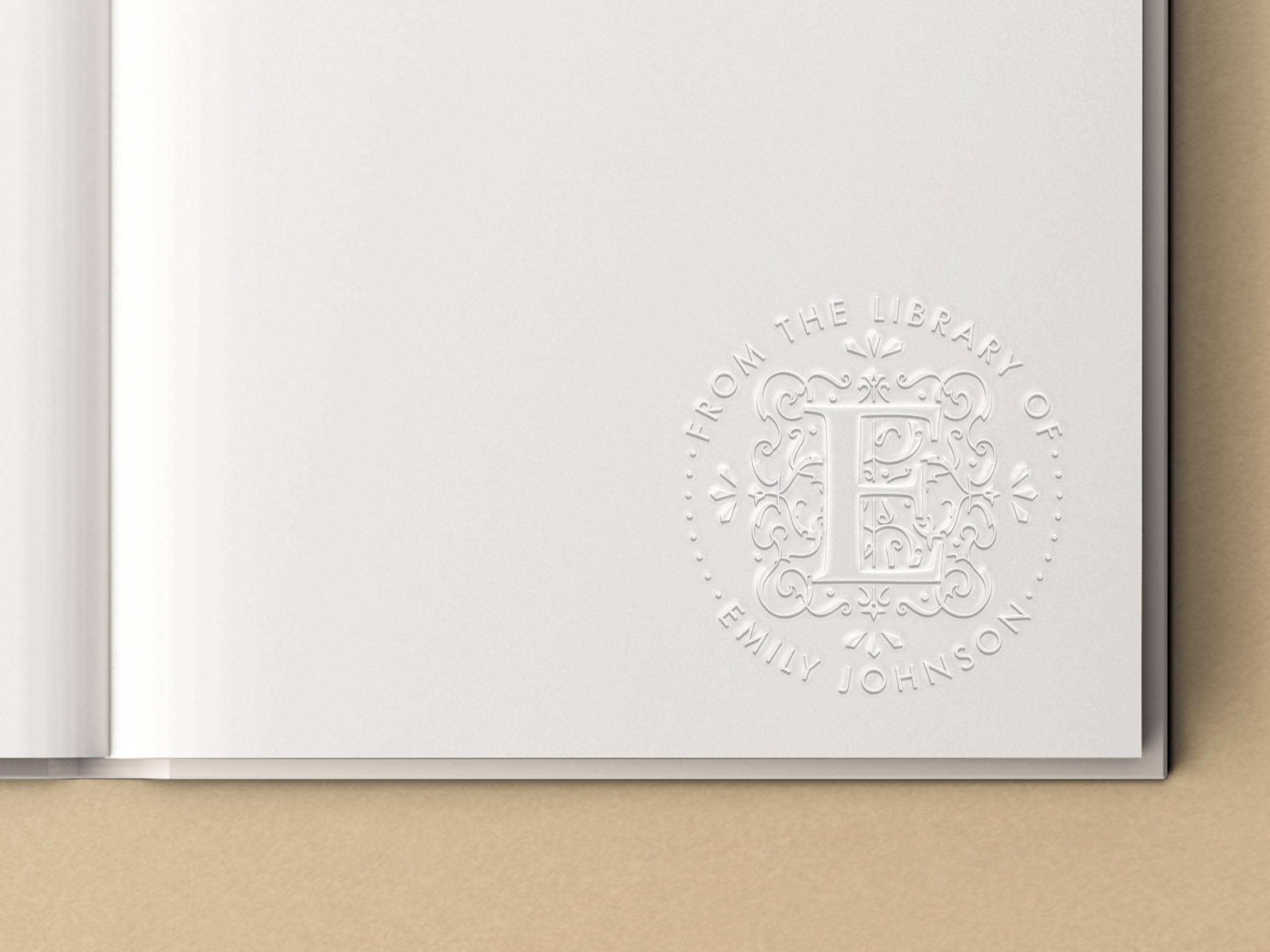 Custom Gothic Initial Book Embosser - Personalized Letter Embosser Stamp with Self-Inking - Vintage Library Stamp Gift for Book Lovers (1.5
