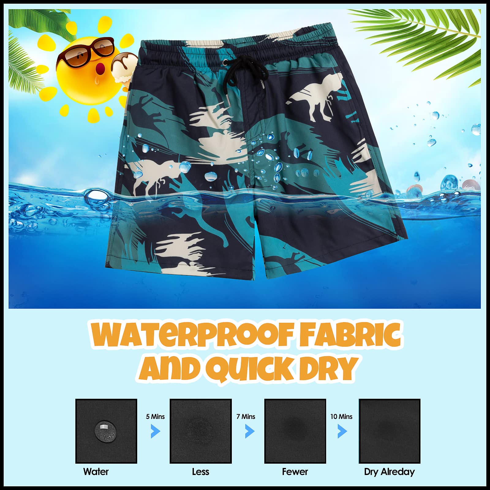 **Boys Swim Trunks Quick Dry with Boxer Brief Liner - UPF 50+ Bathing Suits for Swimming, Beach & Pool - Comfortable Compression Swim Shorts**