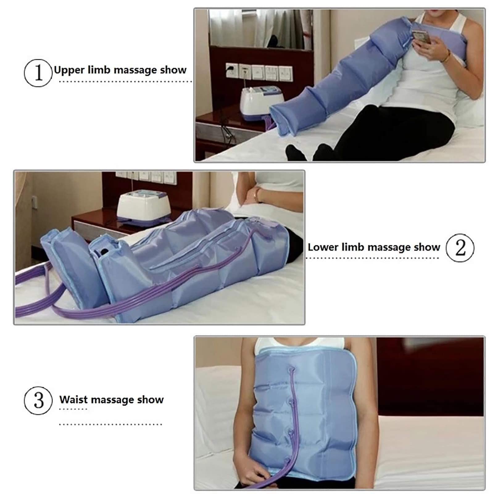 Air Compression Leg Massager for Feet, Waist, Calf & Arm - Electric Pressotherapy Full Body Massage Device for Pain Relief, Circulation & Relaxation at Home or Office
