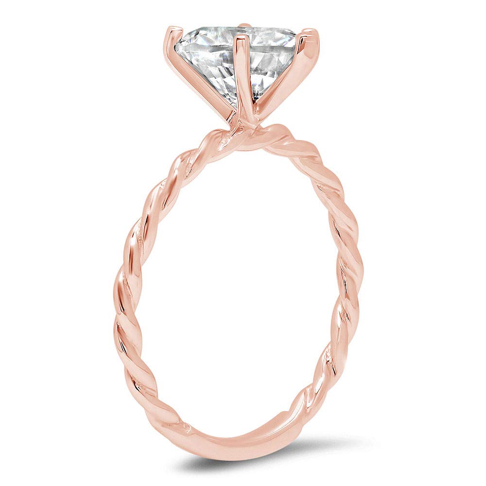 2.0 Carat Brilliant Heart Cut Clear Simulated Diamond 14K Rose Gold Solitaire Ring for Engagement, Promise, Bridal & Anniversary - Perfect for Proposals, Weddings & Romantic Gifts