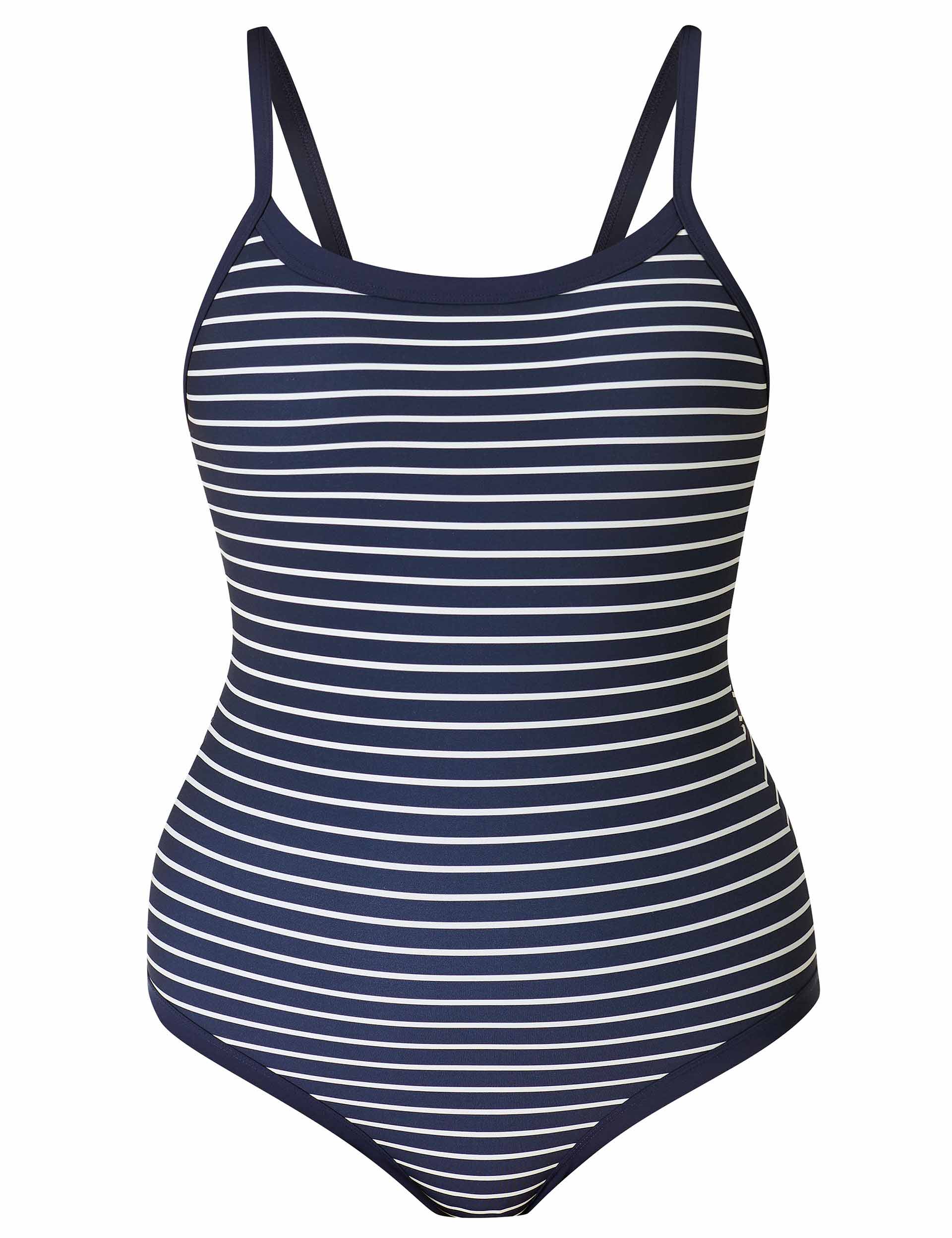 Riviera Swimsuit for Women - Blue Coastal Stripe One Piece Bathing Suit | Beach Vacation, Pool Party, Summer Swimwear