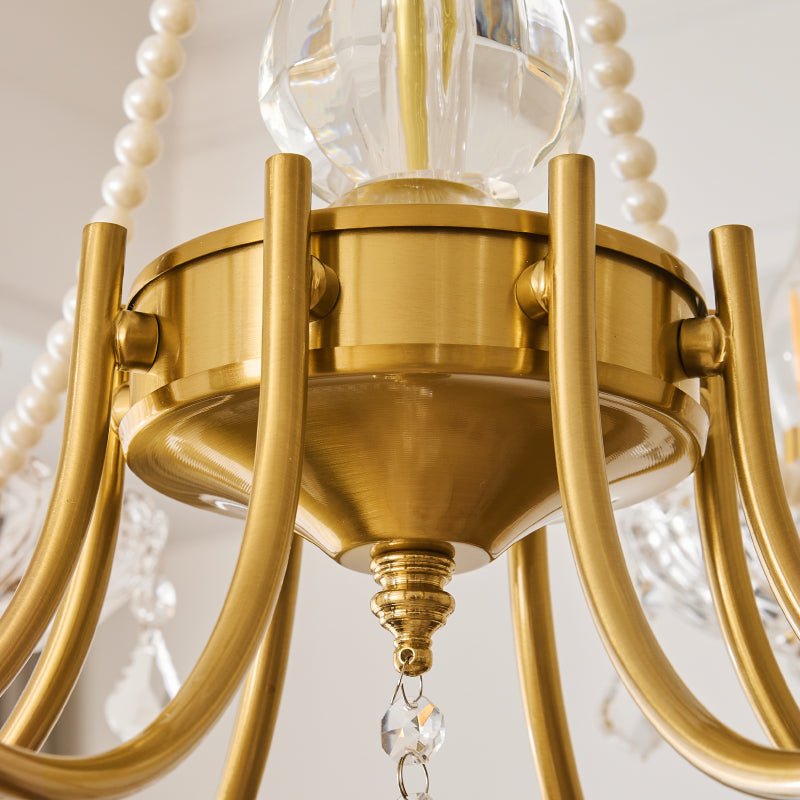 Elegant Crystal Pearl Chandelier - Modern Luxury Ceiling Light Fixture for Dining Room, Bedroom & Living Room Decor