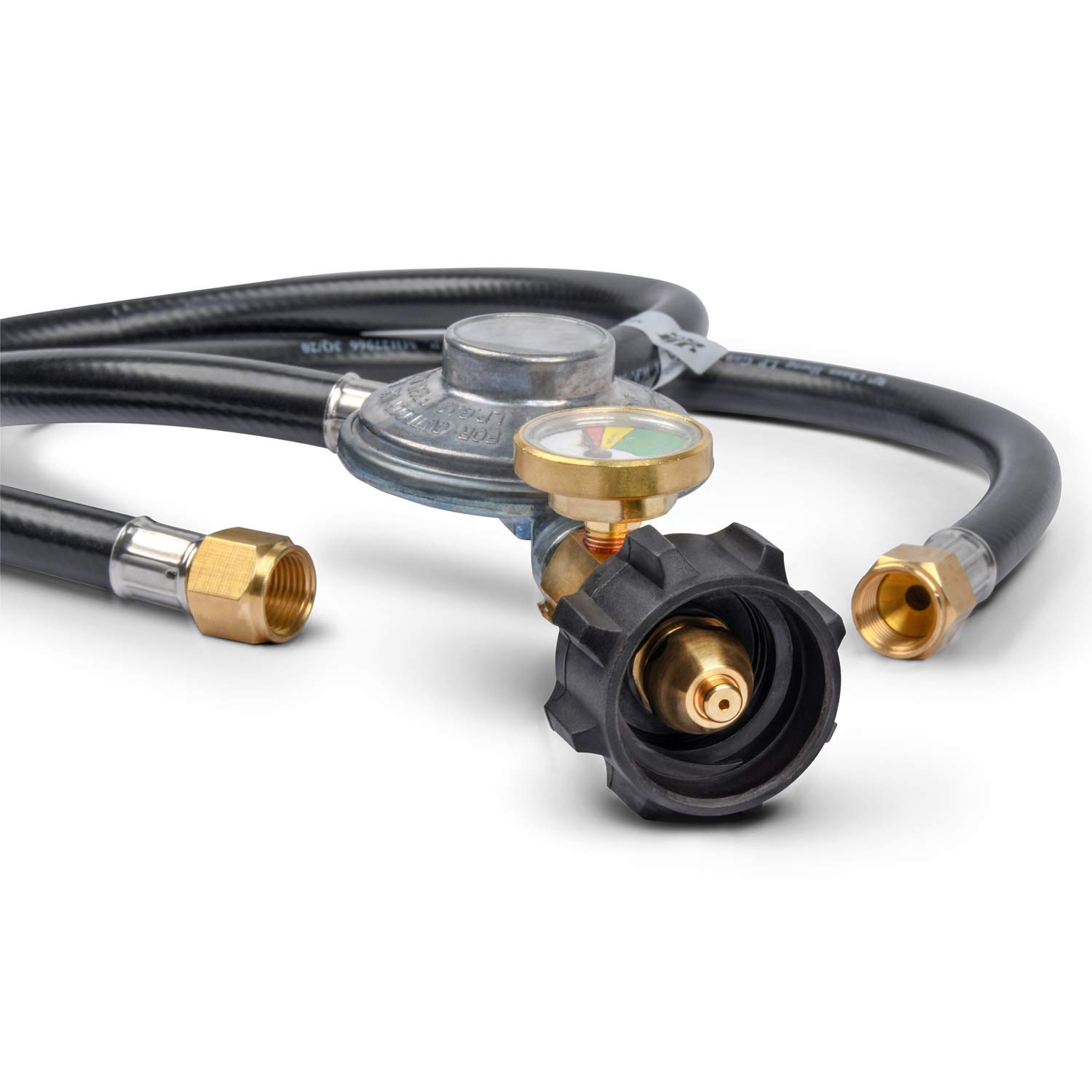 GasSaf 2 Feet Y Splitter Propane Regulator - Dual Hose Low Pressure LP Gas Regulator Kit for Grill, Heater, Camping Stove & Fire Pit Table - Perfect for Outdoor Cooking, Backyard BBQs & Camping Adventures