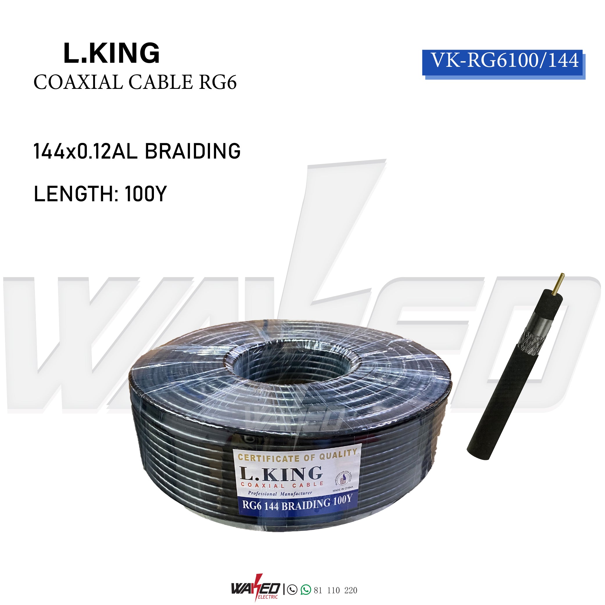 High-Speed RG6 Coaxial Cable for CCTV - 75 Ohm Digital Video Signal Transmission - Perfect for Security Cameras, TV Antennas & Home Theater Systems
