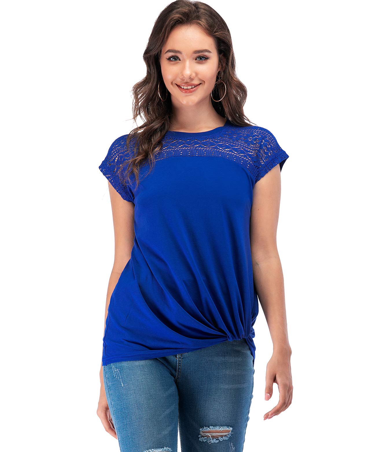 MSHING Women's Casual Short Sleeve V-Neck T-Shirt - Loose Fit Summer Basic Tee for Everyday Wear, Outfits & Beach Vacation