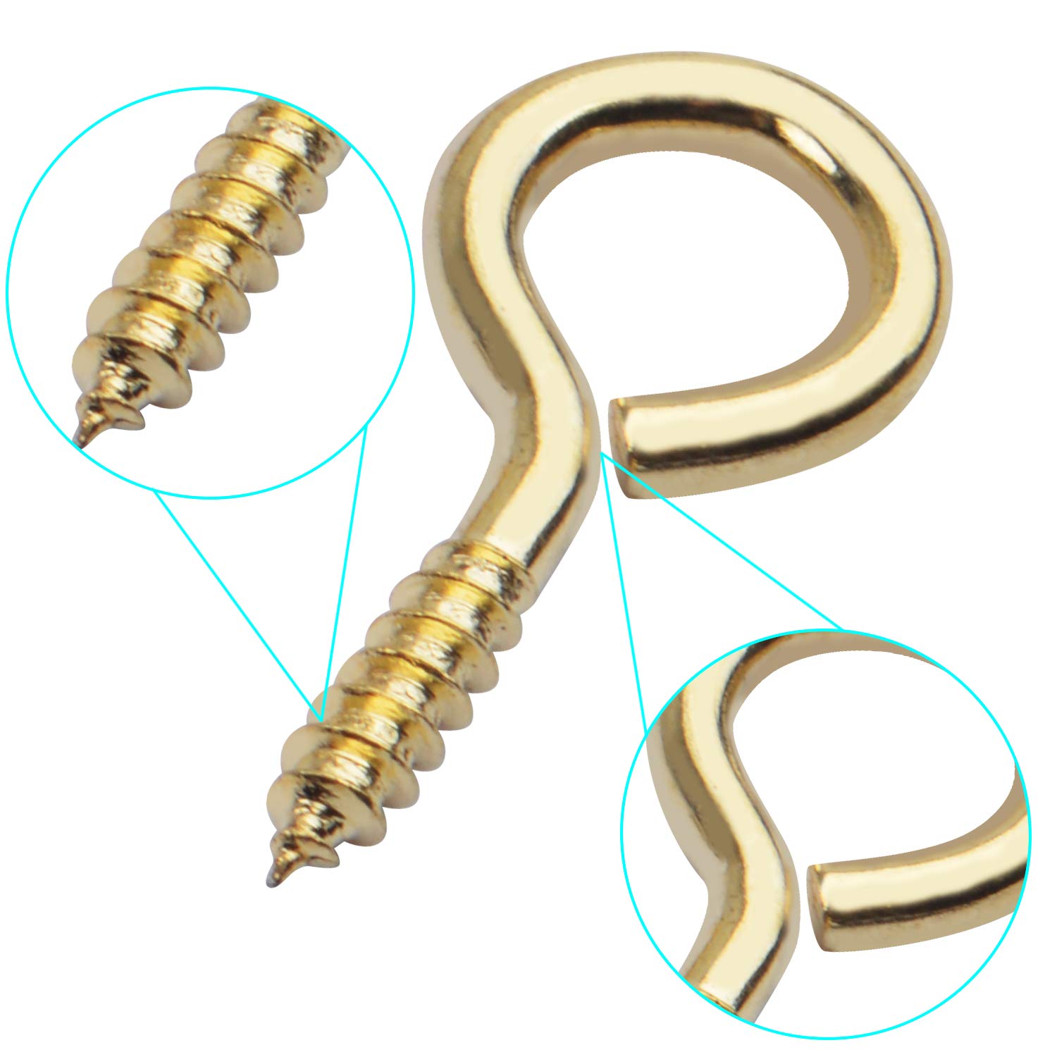 BronaGrand 100pcs 25mm (1 Inch) Small Screw Pins Hooks - Gold Screw-in Hooks for Hanging Crafts, Decorations, Cups - Perfect for DIY Projects, Home Organization & Wall Decor