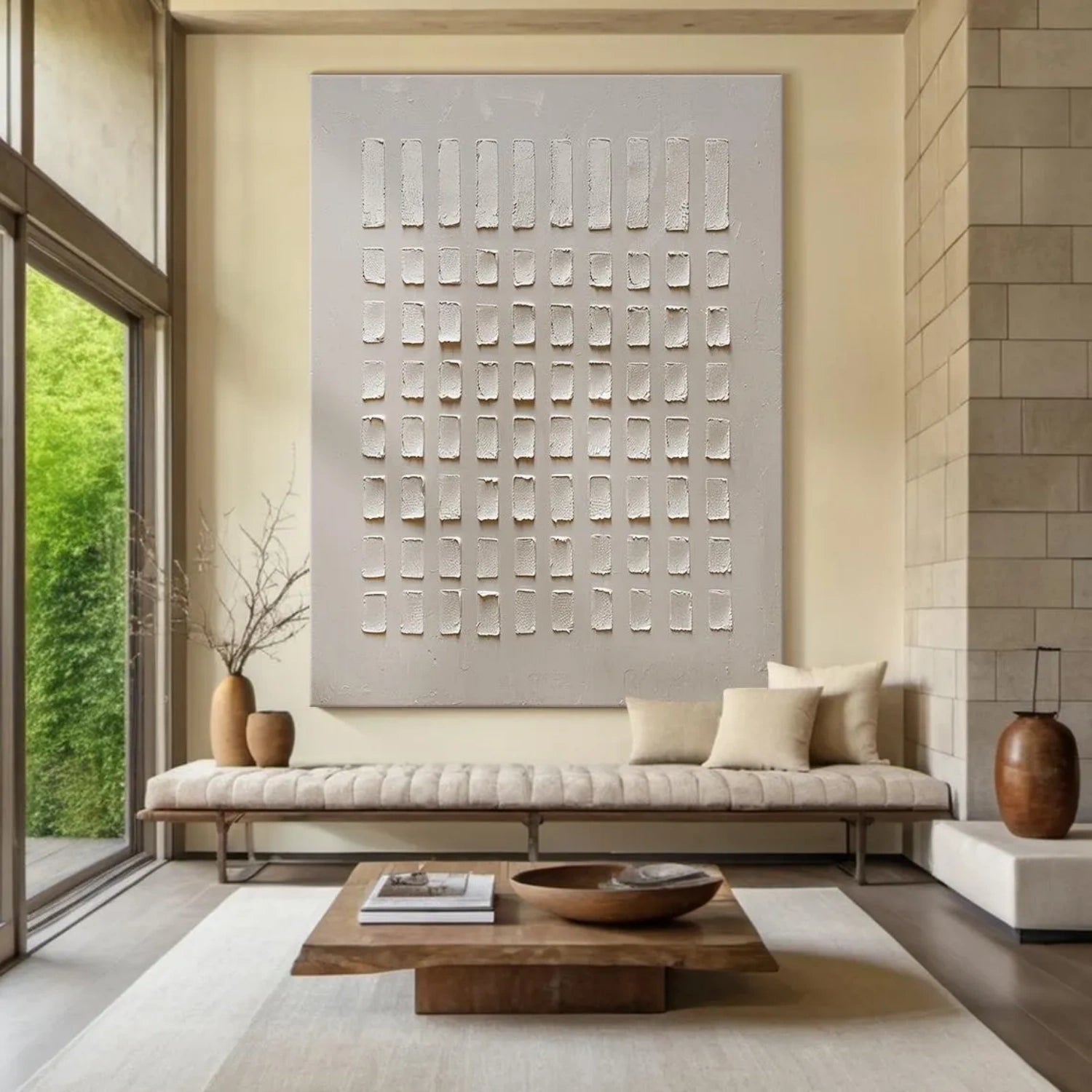Abstract Wall Art Print #BB124 - Beige & Brown Modern Canvas Painting for Living Room, Bedroom & Office Decor