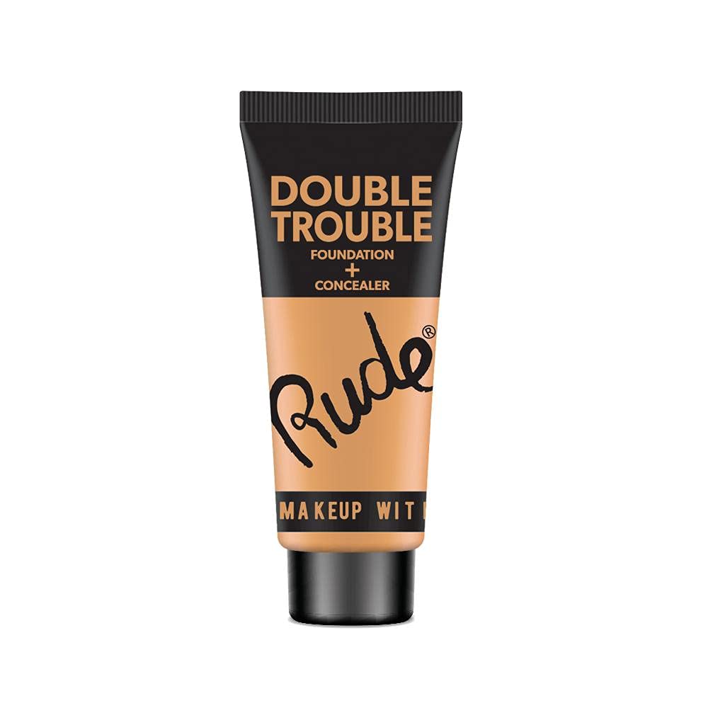 Rude Double Trouble Foundation & Concealer in Fair - Full Coverage Makeup for Flawless Skin - Perfect for Everyday Wear & Special Occasions