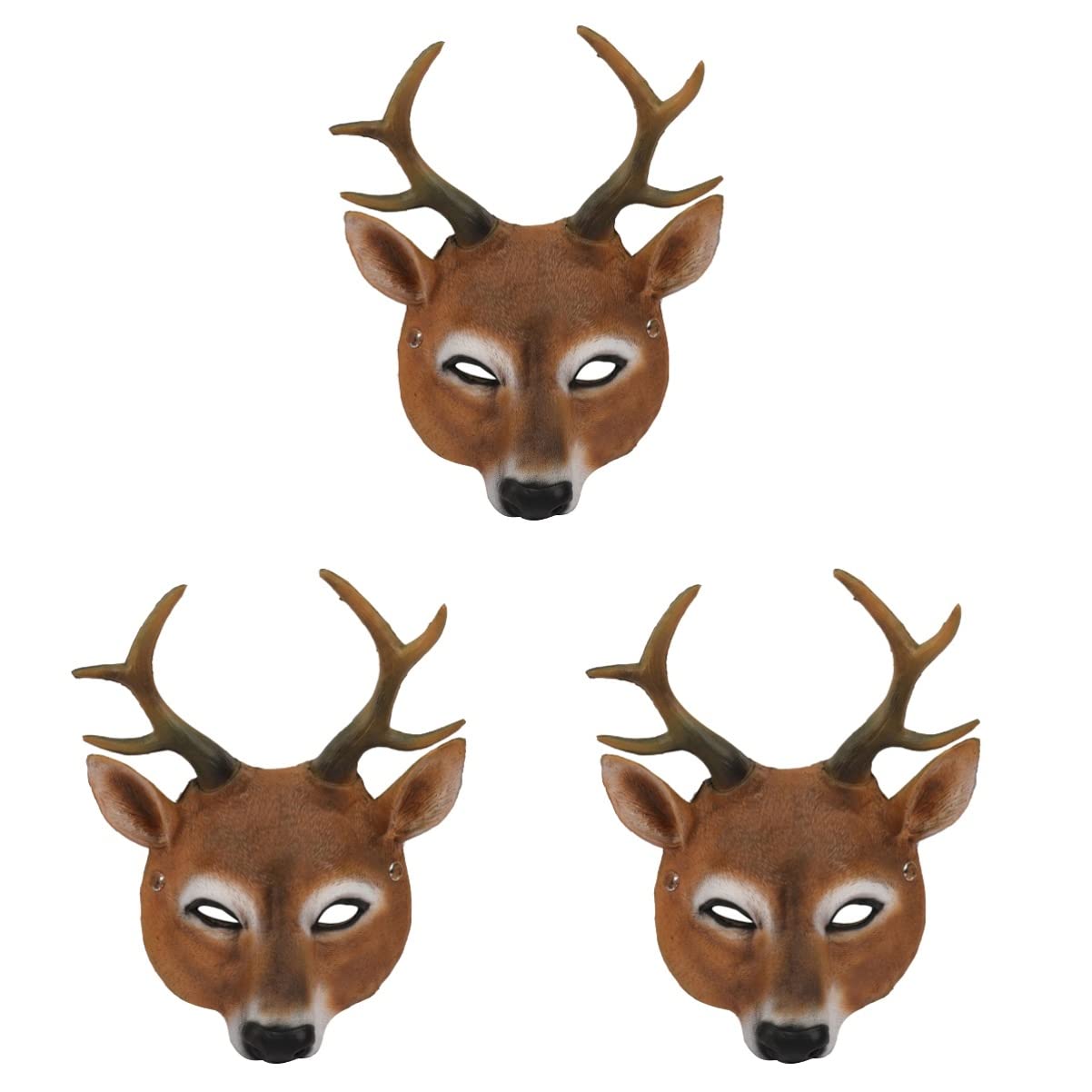 PRETYZOOM 3 Halloween Reindeer Masks - Creepy Animal Head Costume Prop for Halloween Party, Cosplay & Themed Events - Perfect for Spooky Decor, Photo Booths & Costume Contests