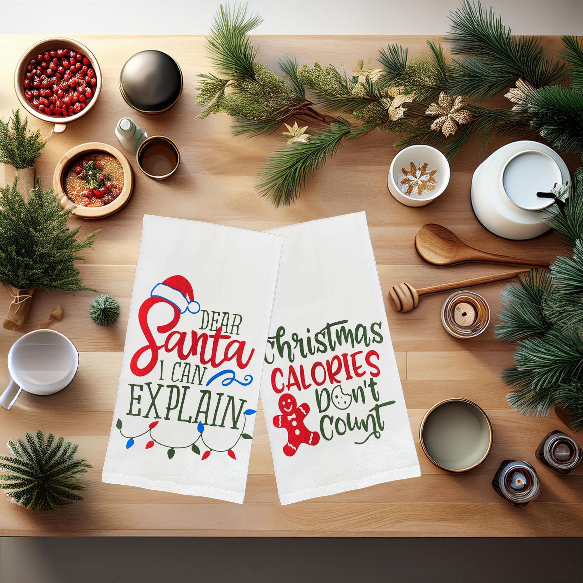 Funny Christmas Kitchen Towels Set - 6 Pack Cotton Holiday Dish Towels with Cute Xmas Designs & Sayings - 15”x25” Flour Sack Towels for Dish Drying, Hand Drying & Festive Decor - Perfect for Holiday Cooking, Gift Giving & Home Decoration