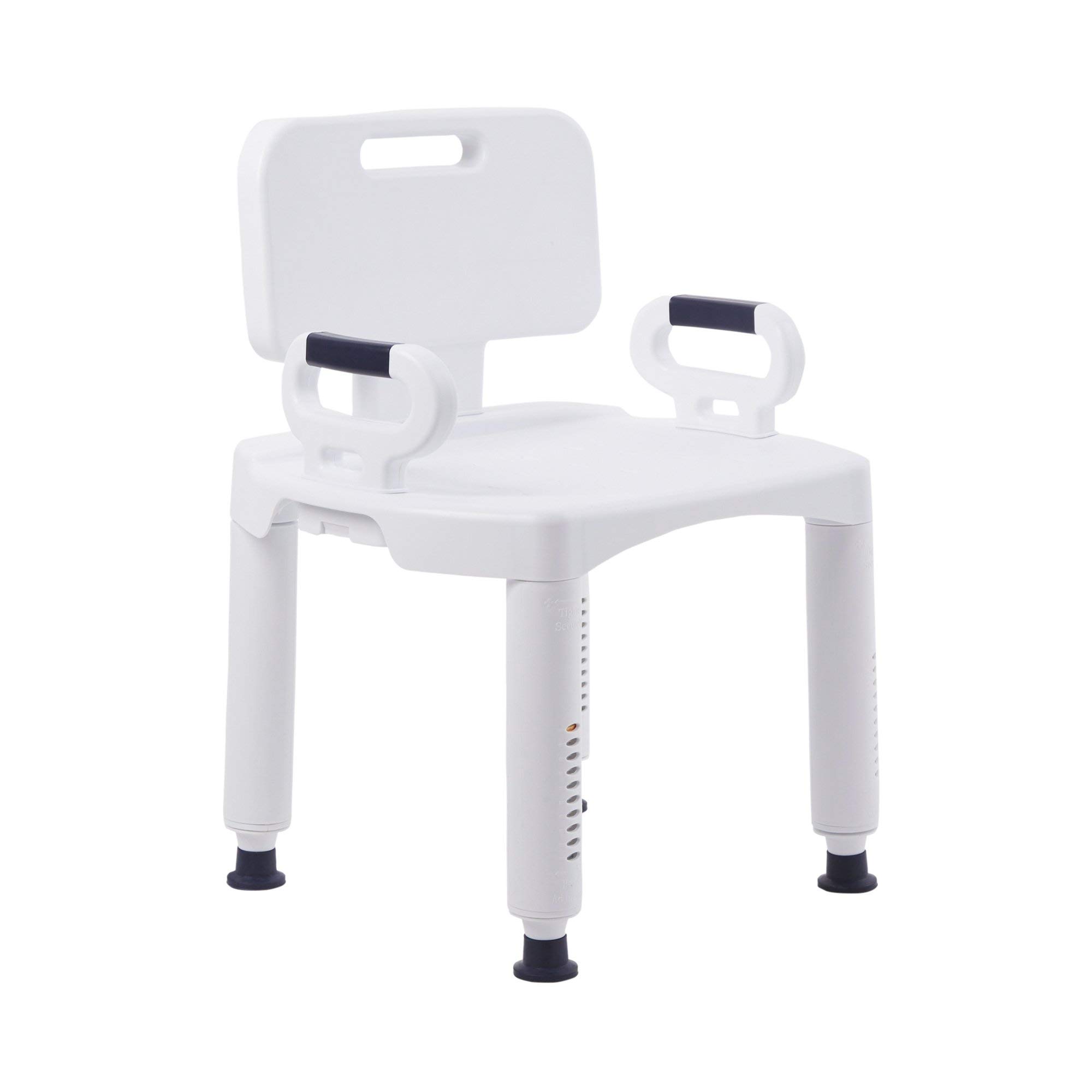 McKesson Adjustable Bath Bench with Removable Back - Lightweight Plastic Shower Seat for Elderly & Disabled - Supports 350 lbs - Ideal for Safe Bathing & Shower Use