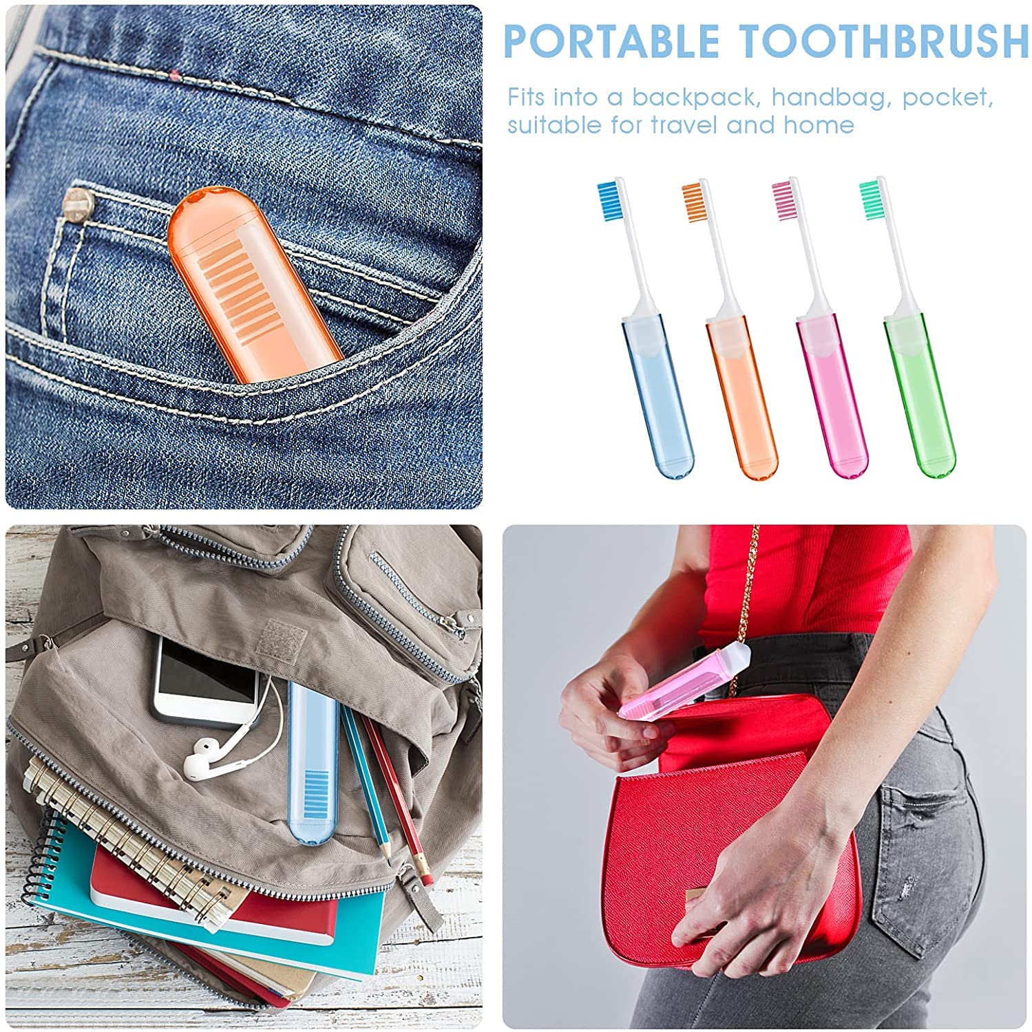 8 Pack Travel Toothbrush Set - Mini Portable Foldable Toothbrushes for Camping, School & Travel | Compact Oral Care for Kids & Adults | Perfect for Backpacks, Gym Bags & Emergency Kits