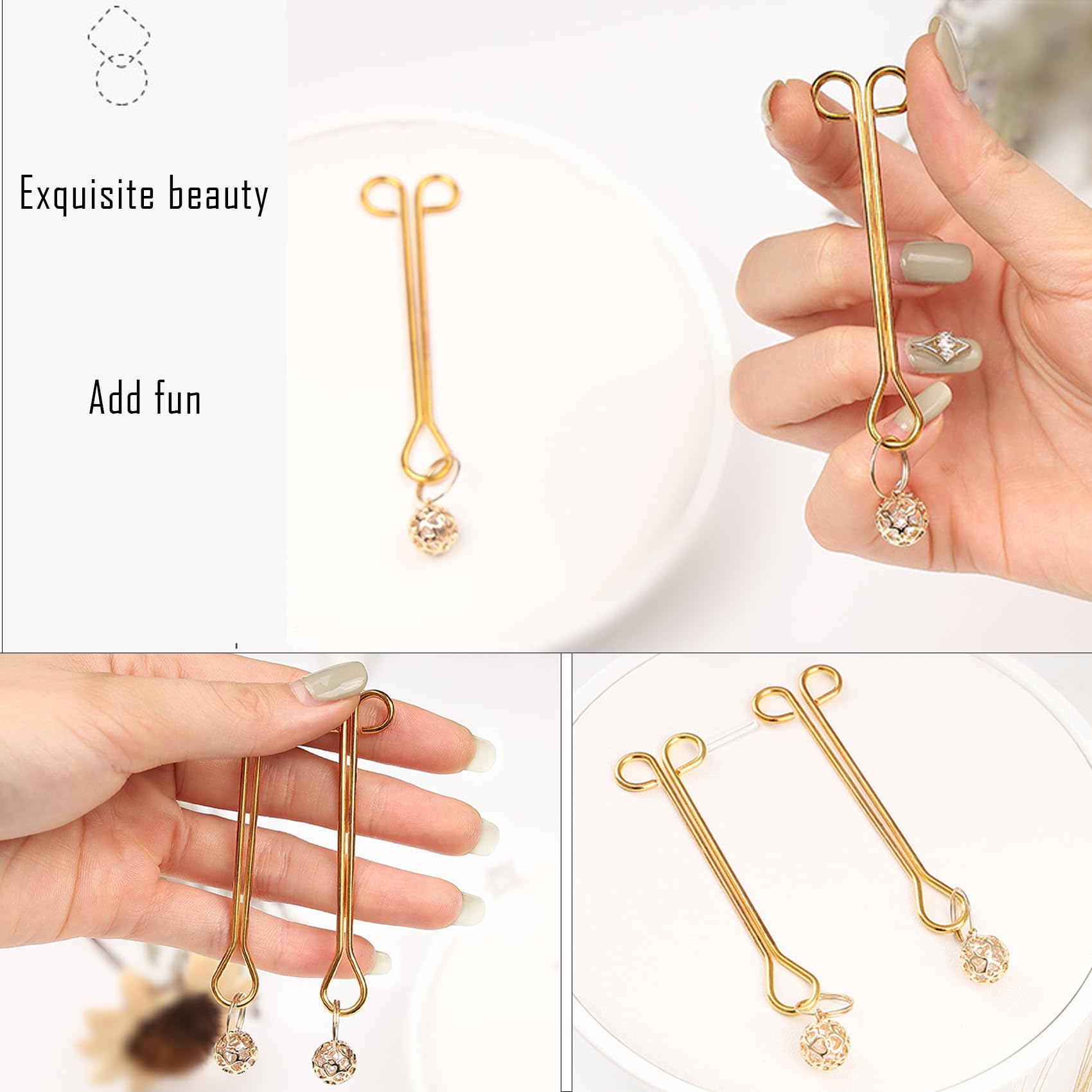Adjustable Non-Piercing Metal Nipple Clamps & Clit Clamp - BDSM Sex Toys for Couples, Sensual Play, Fetish Games - Perfect for Spicing Up Intimate Moments & Adult Entertainment