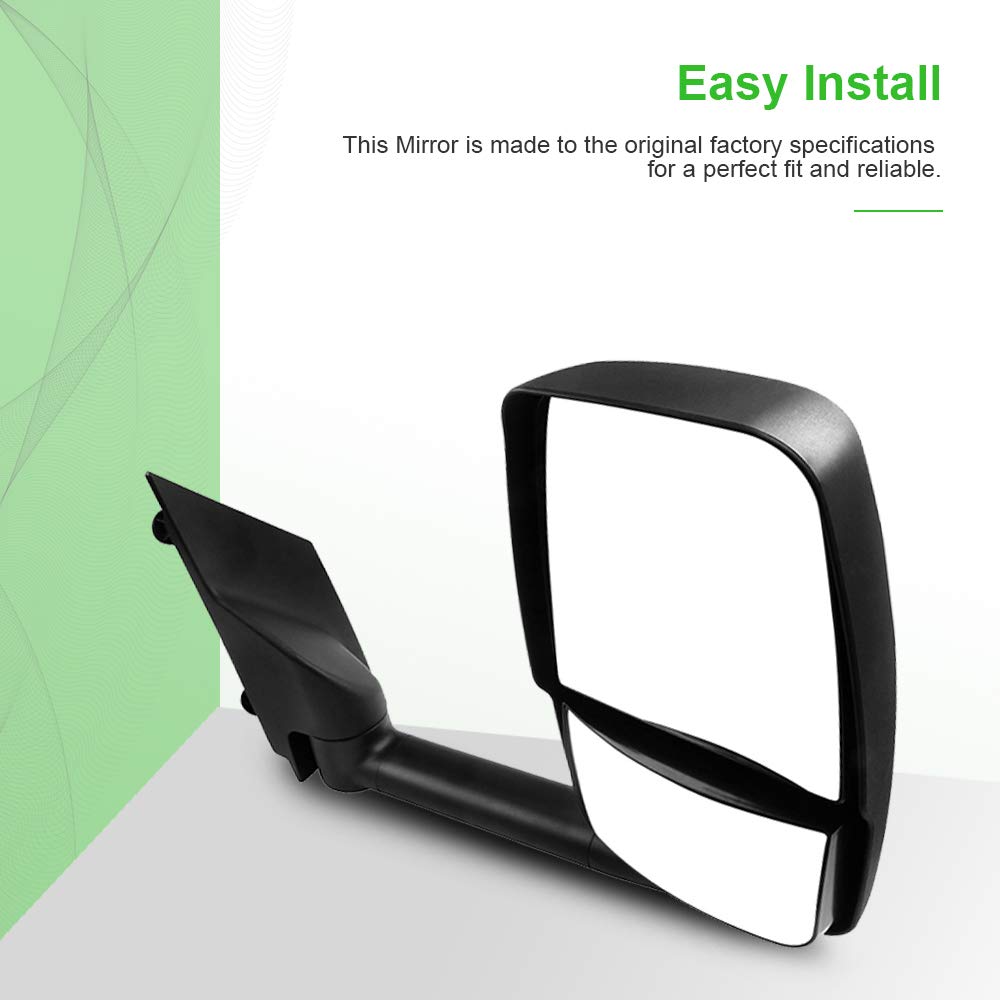 SCITOO Manual Folding Side View Mirrors - Compatible with 2003-2011 Chevy Express 1500/2500/3500 & GMC Savana 1500/2500/3500 - Non-Heated Replacement Mirror Pair (GM1320426) - Perfect for Truck Upgrades & Fleet Vehicle Maintenance