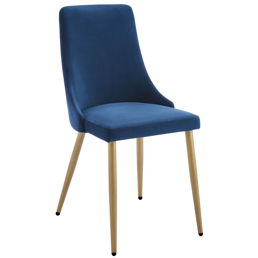 Carmilla 5-Piece Dining Set - Aged Gold Finish with Blue Upholstered Chairs | Modern Kitchen & Dining Room Furniture for Small Spaces | Perfect for Breakfast Nook, Apartment, or Cozy Home Decor