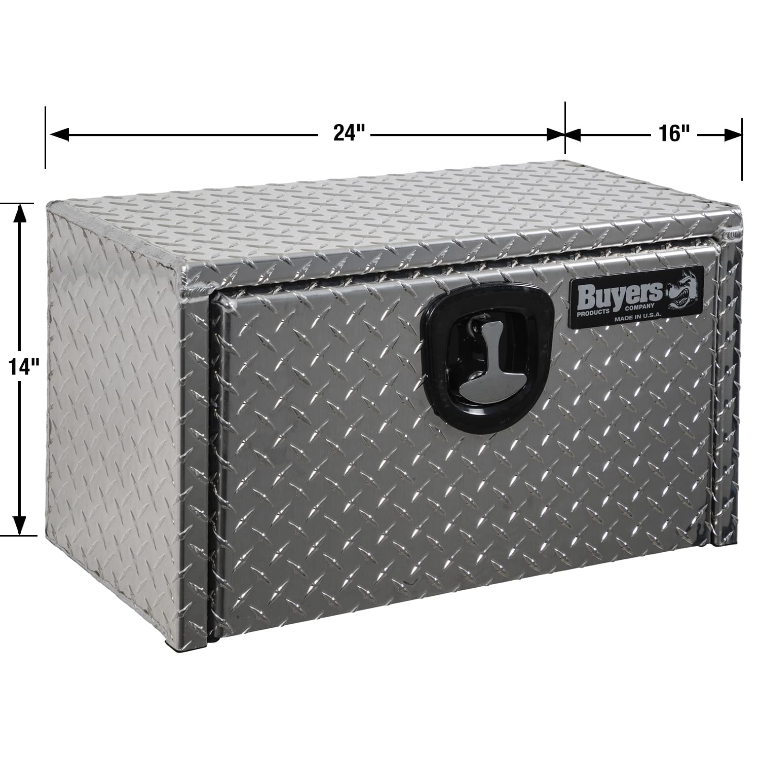Diamond Tread Aluminum Underbody Truck Tool Box with Compression Latch - 14x16x24 Inch | Heavy Duty USA-Made Truck Storage Box for Tools & Equipment | Perfect for Work Trucks, Contractors & Off-Road Vehicles