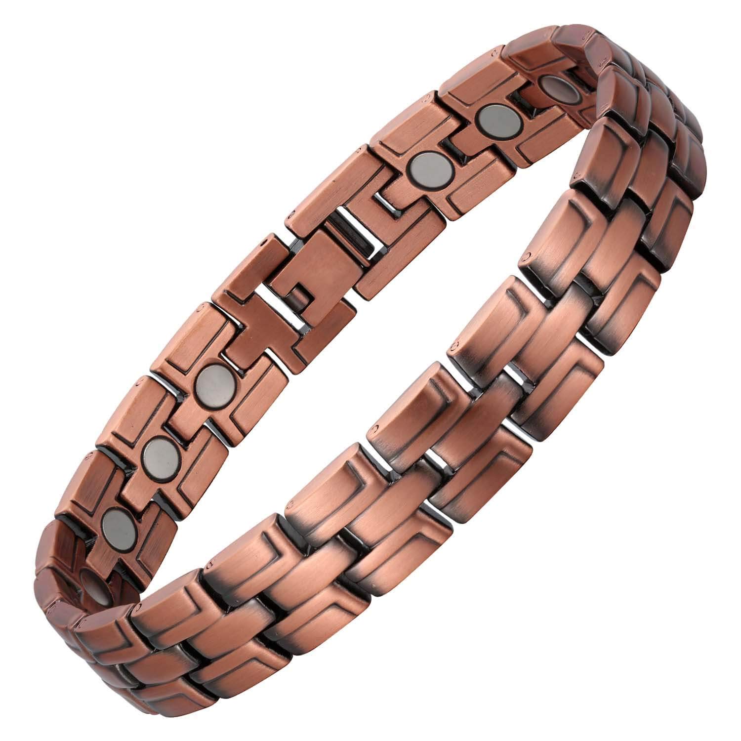 MagEnergy Men's Copper Magnetic Bracelets - 99.9% Pure Copper Therapy Bracelet with Strong Magnets, Adjustable Magnetic Jewelry with Sizing Tool - Pain Relief & Improved Circulation for Active Men
