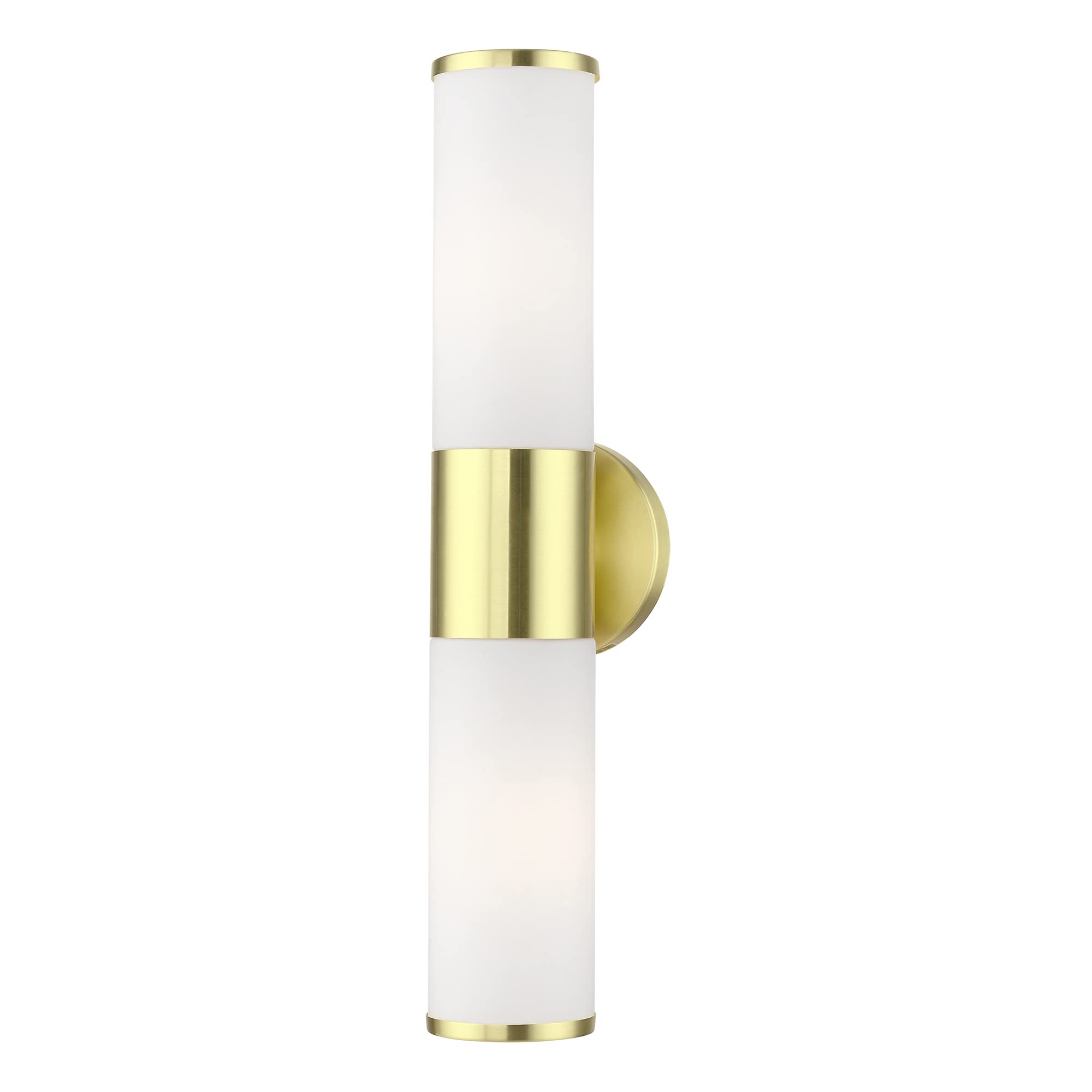 Livex Lighting 16562-12 Lindale 2 Light ADA Vanity Sconce in Satin Brass - 4.25 x 18.5 Inches - Perfect for Bathroom Mirror Lighting and Modern Home Decor