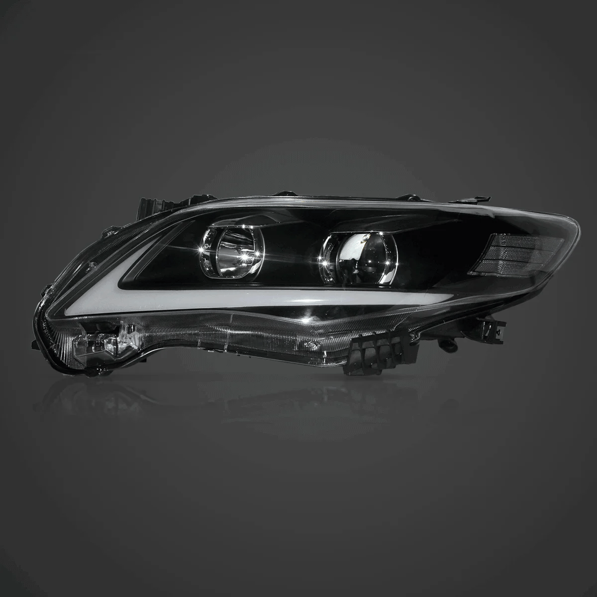 LED Headlight Assembly Projector Black Compatible with 2011-2013 Toyota Corolla 10th Gen (E140 Wide Body) Facelift - Upgrade Your Night Driving Safety & Style