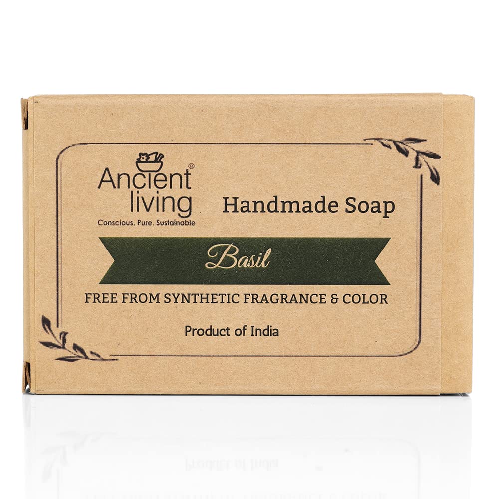 Ancient Living Basil Luxury Handmade Soap - Natural Bath, Body & Face Cleanser for Dry & Combination Skin (2-Pack, 100g Each) | Perfect for Spa Day, Gift Sets & Organic Skincare Routines