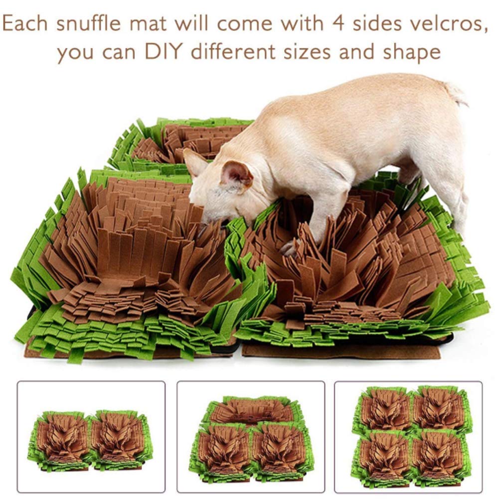 Interactive Pet Snuffle Mat for Dogs & Cats - Slow Feeding Puzzle Toy with Nosework Training Blanket - Encourages Natural Foraging Skills (Green) - Perfect for Mealtime Enrichment & Mental Stimulation