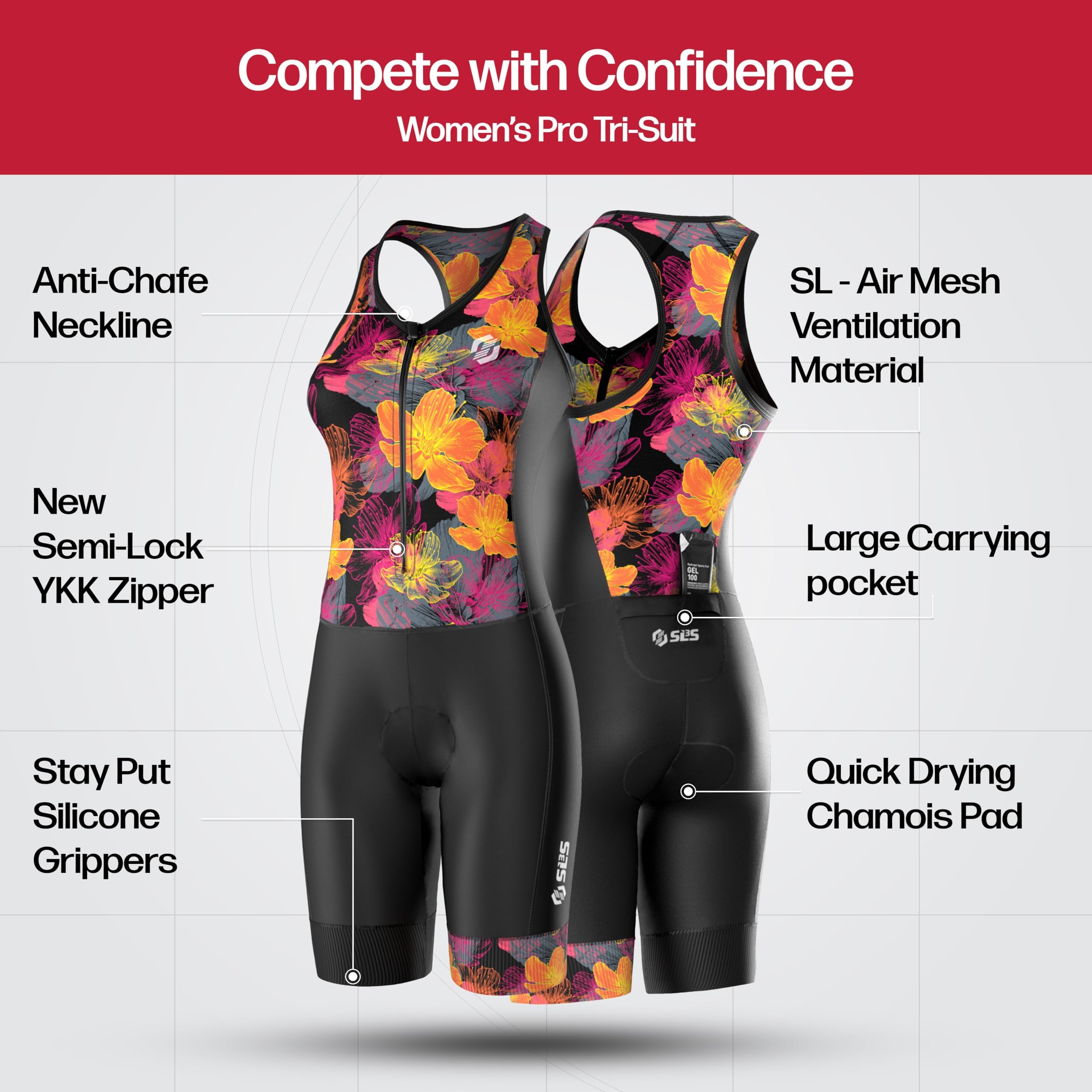 High-Performance Women's Triathlon Suit - Breathable One-Piece Trisuit for Swimming, Cycling & Running - No Shelf Bra - Ideal for Ironman & Sprint Triathlons
