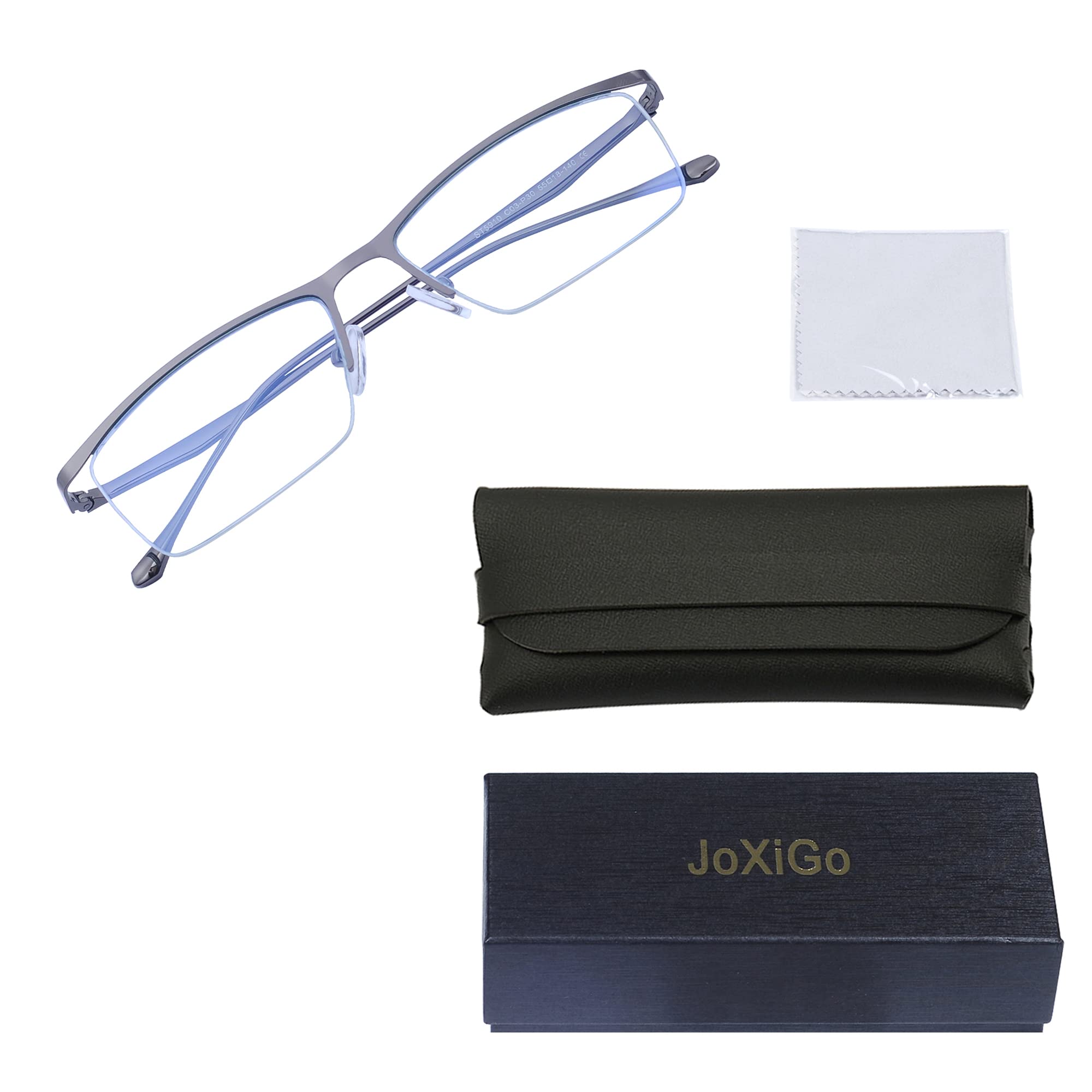 Blue Light Blocking Glasses for Men - Anti Eyestrain Computer & Gaming Glasses with Half-Rim Metal Frame & Protective Case - Reduce Digital Eye Strain for Work, Gaming & Screen Time