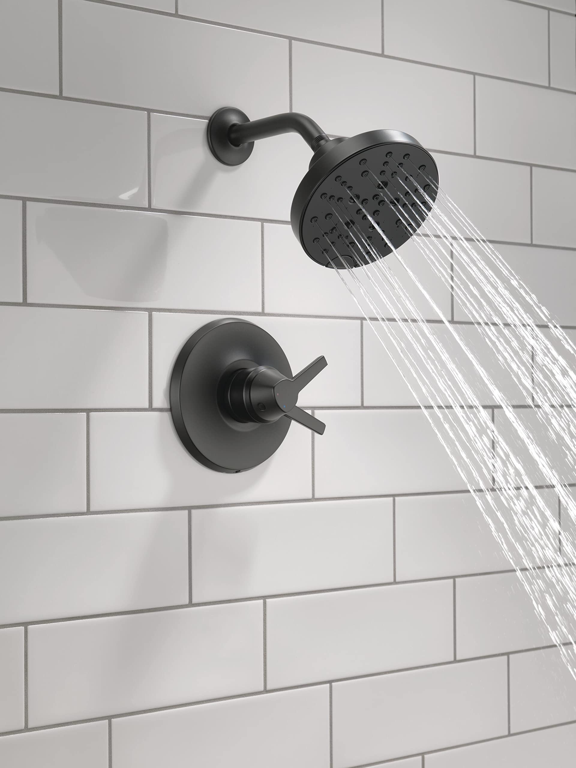 Delta Faucet Galeon Matte Black Shower System - Dual Function Shower Faucet Set with H2Okinetic Technology, Black Shower Head & Trim Kit T17272-BL (Valve Sold Separately) - Perfect for Modern Bathroom Renovations & Spa-Like Shower Experience