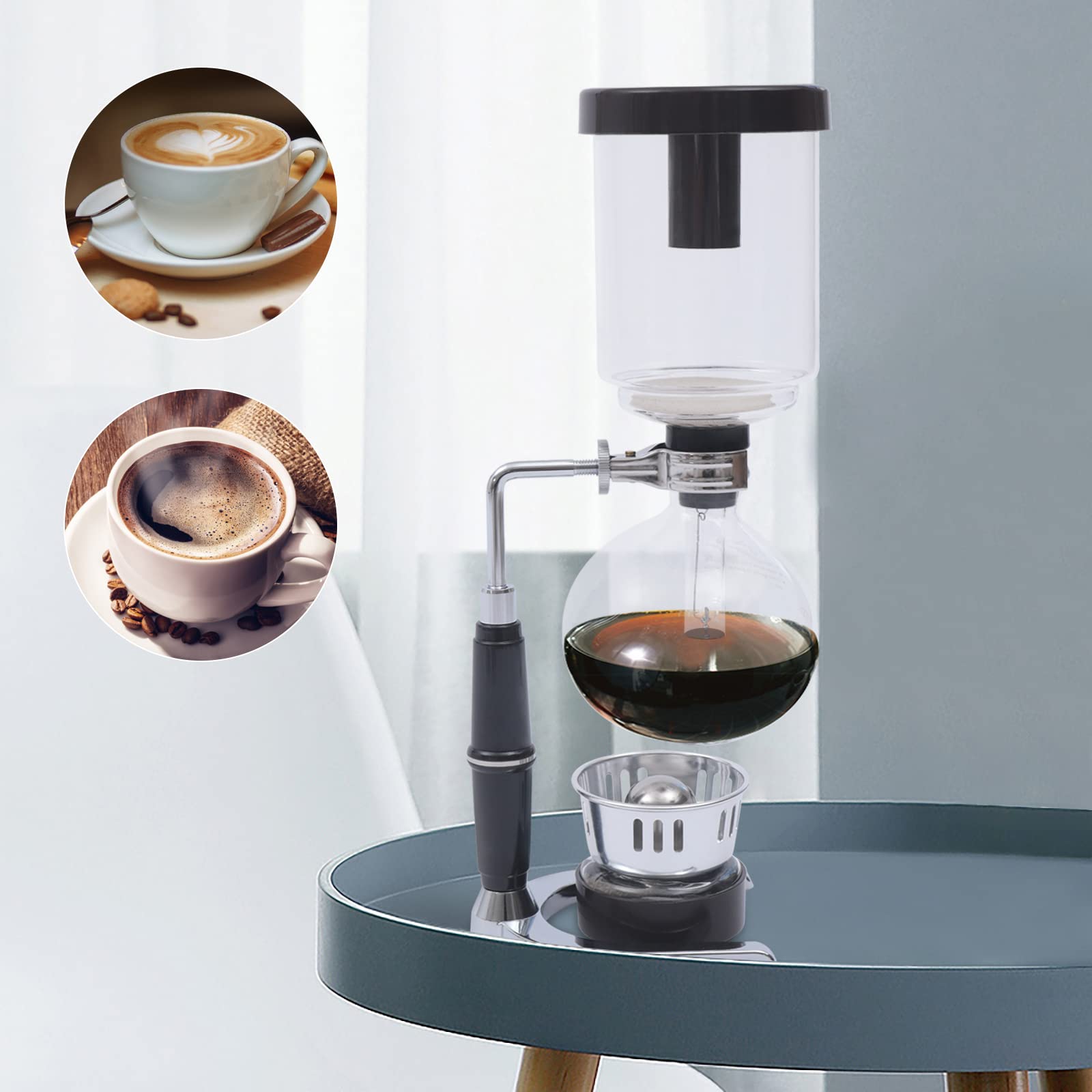 Premium 500ml Siphon Coffee Maker - Clear Glass Tabletop Syphon Brewer with Anti-Scalding Handle & Easy Cleaning | Perfect for Home, Coffee Shops, Offices & Specialty Brewing Enthusiasts