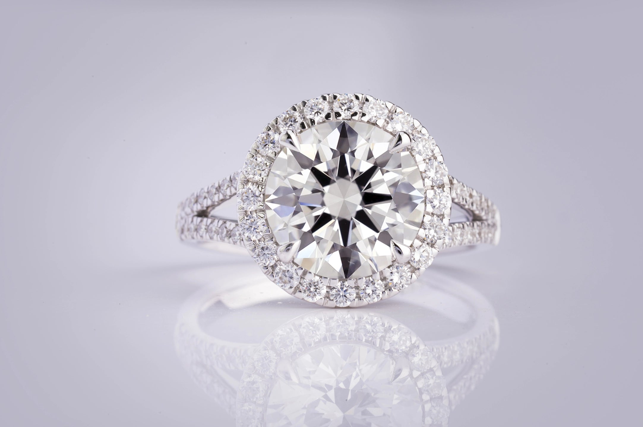 2.09 Carat Lab Grown Round Diamond Ring - D Color VS1 Clarity Platinum Split Shank Engagement Ring for Women, Perfect for Proposals, Anniversaries & Special Occasions