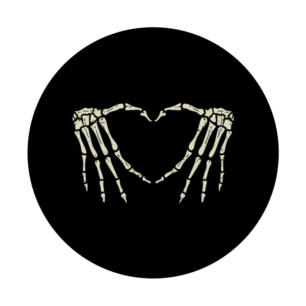 Funny Spooky Halloween Heart Skeleton Hands PopGrip - Adhesive Phone Grip & Stand for Girls and Women - Perfect Gift for Halloween Parties, Trick or Treat, and Everyday Use