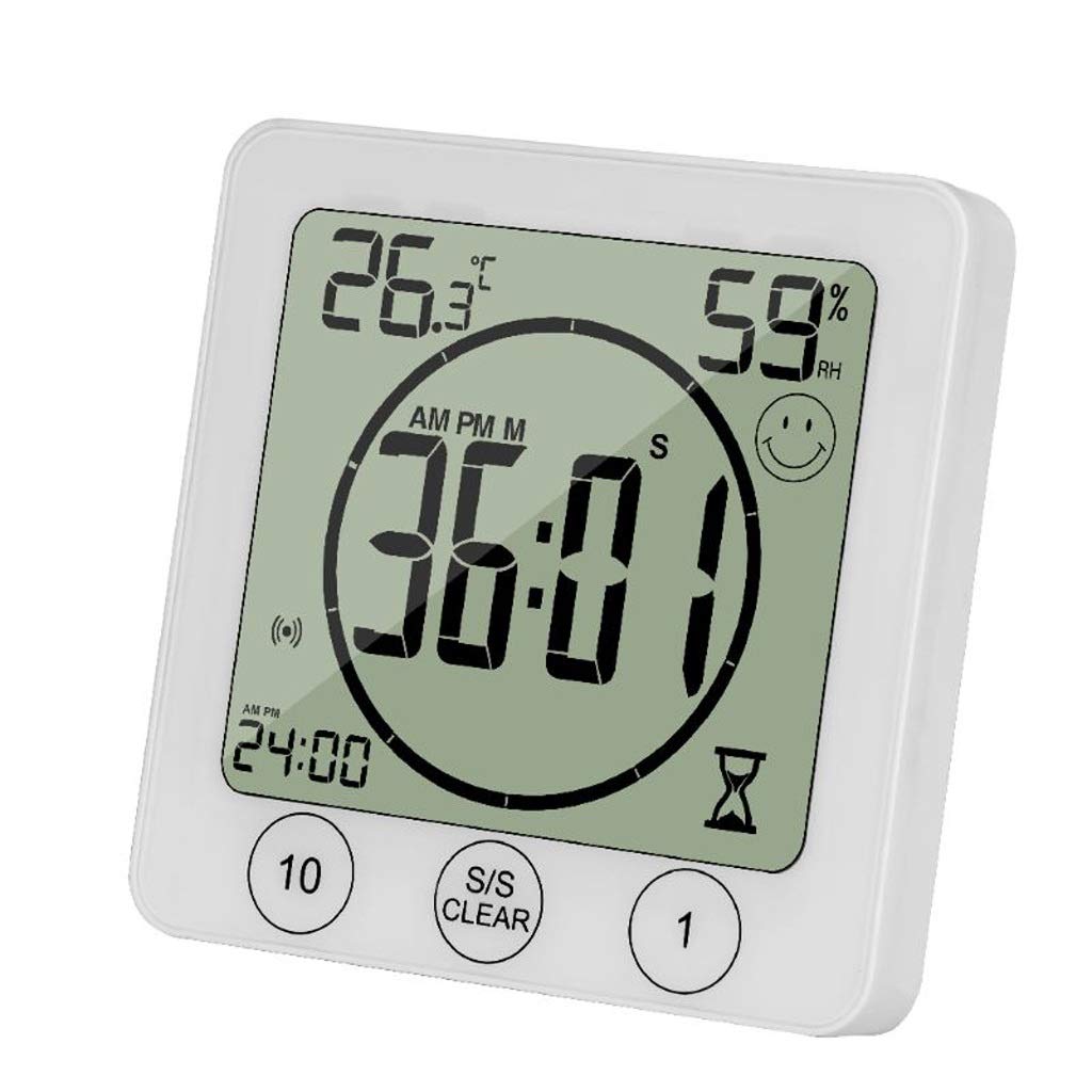 Waterproof Digital Alarm Clock with LCD Display, Temperature & Humidity Sensor, Countdown Timer - Ideal for Bathroom, Shower, Kitchen, and Bedroom Use