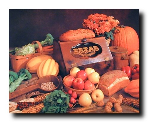 Still Life Food & Bread Kitchen Wall Art Print Poster - 16x20 Inches - Vintage Food Painting Decor for Dining Room, Cafe & Restaurant Wall Decoration