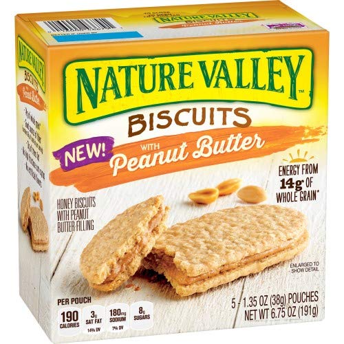 Natural Valley Peanut Butter Biscuits - 36 Pack | Crunchy Snack Bars for Hiking, School Lunch & Office Break | Gluten-Free Energy Cookies