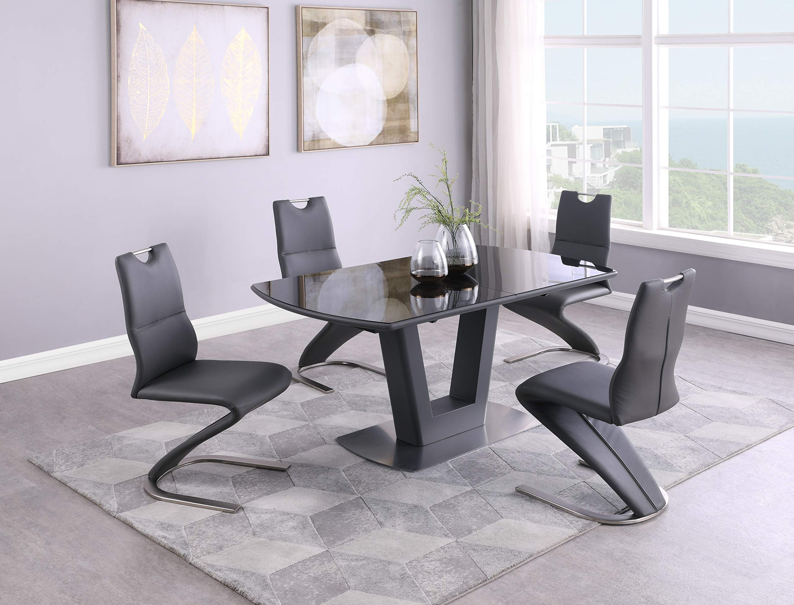 Milan Sully Handle Back Side Chair Set of 2 - Gray Upholstered Dining Chairs for Kitchen, Dining Room, or Office - Comfortable & Stylish Seating Solution