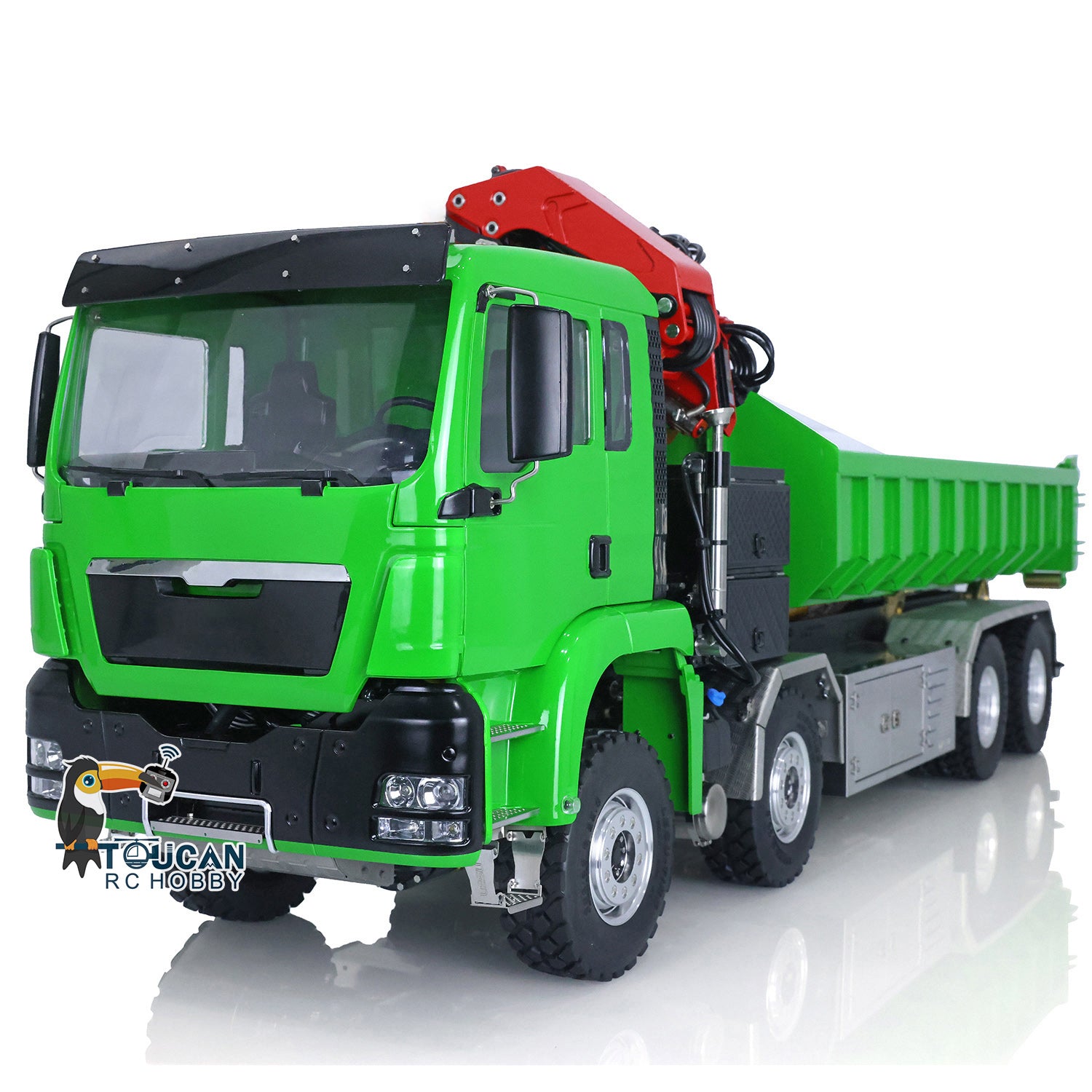1/14 Scale LESU 8x8 Radio Controlled Hydraulic Dump Truck - Metal RC Construction Vehicle with Crane, ESC, Servo, Lights & Sound System - Perfect for Construction Site Play and Collectors