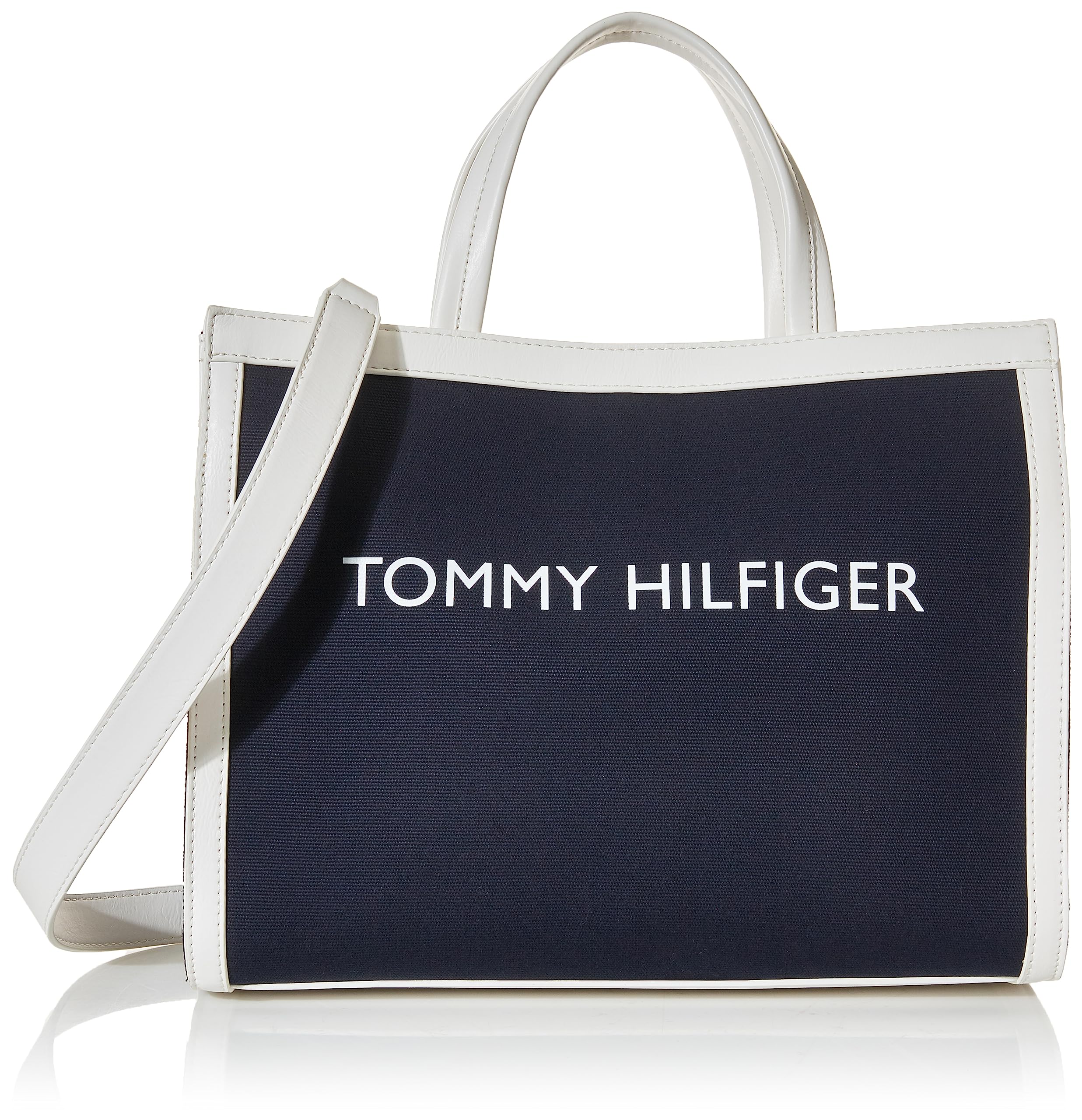 Tommy Hilfiger Betty Canvas Small Tote Bag with Hang Tag - Stylish Casual Handbag for Women, Perfect for Work, Shopping & Everyday Use