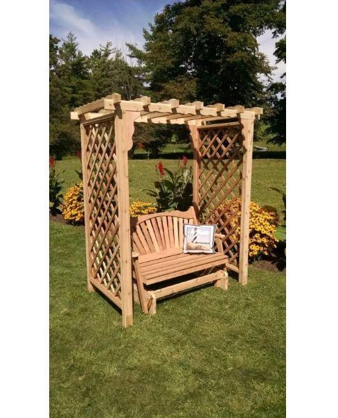 Amish Handcrafted Pine Covington Arbor with Glider - Solid Wood Outdoor Swing for Garden, Patio, and Backyard Relaxation